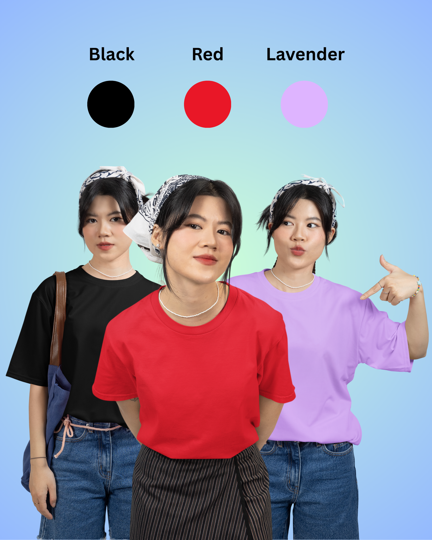 Pack of 3 Solid Plain Oversized Premium T-shirt Unisex