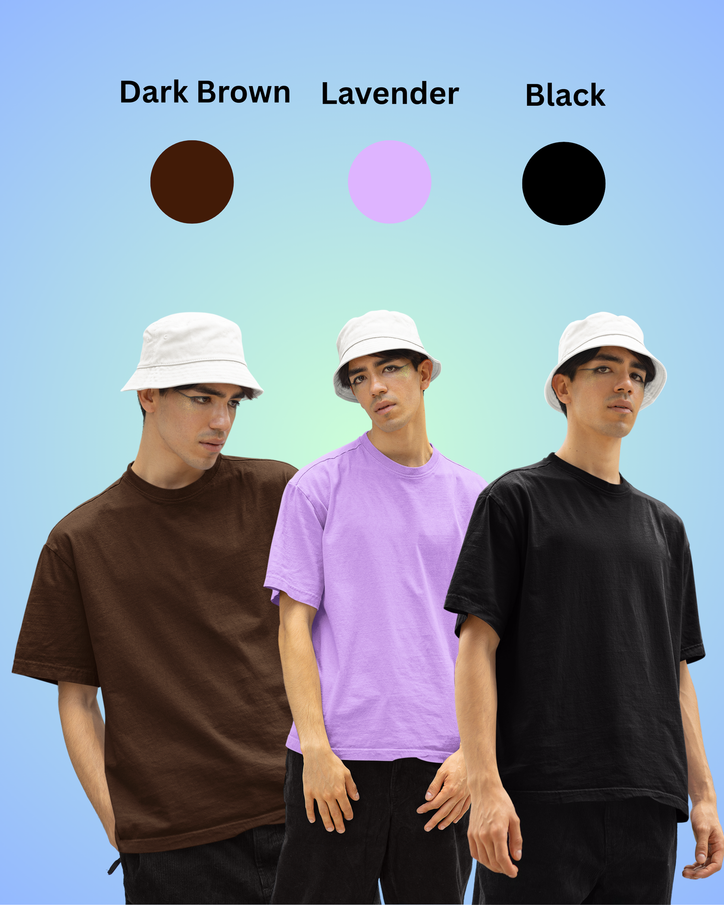 Pack of 3 Solid Plain Oversized Premium T-shirt Unisex