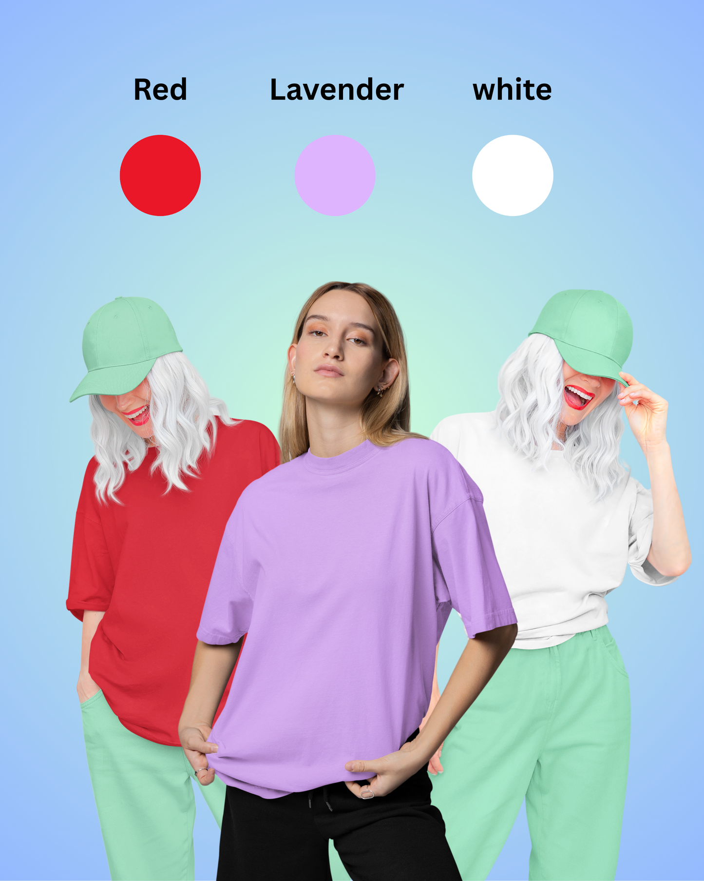 Pack of 3 Solid Plain Oversized Premium T-shirt Unisex