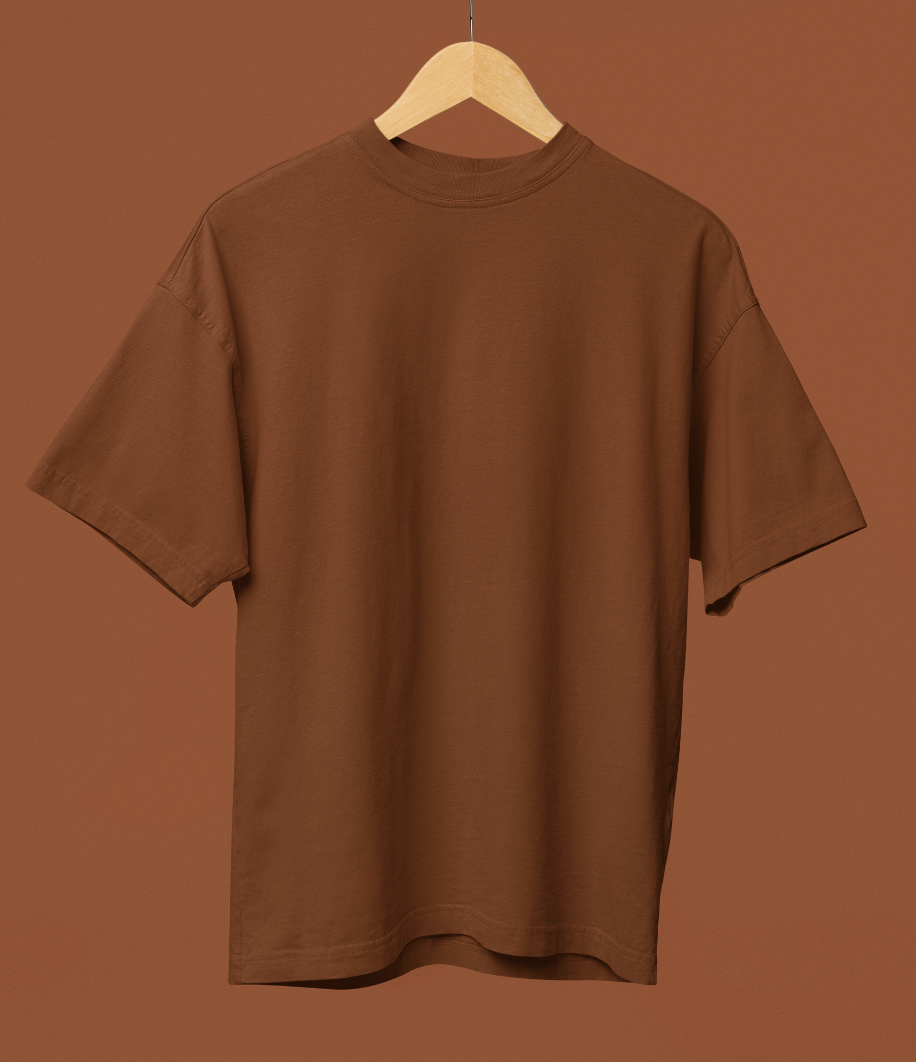Brown Classic Casuals Plain Solid Oversized T-shirt