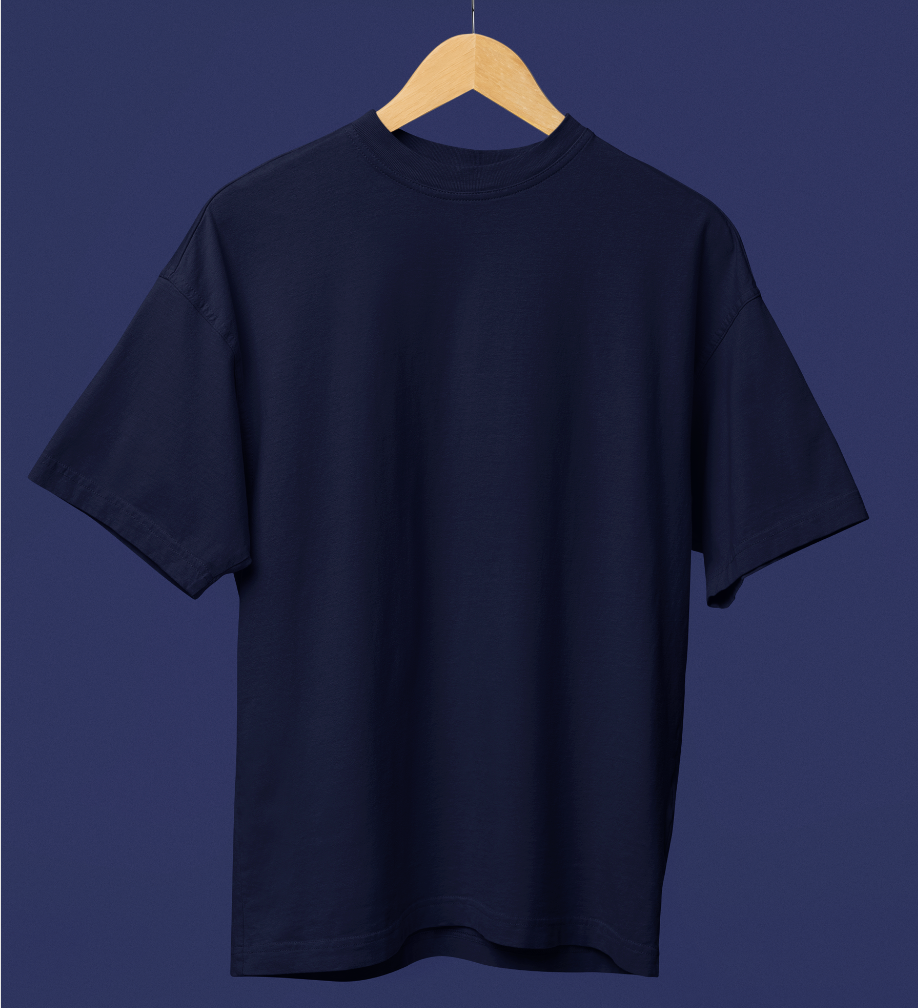 Navy Blue Classic Casuals Solid Oversized T-shirt