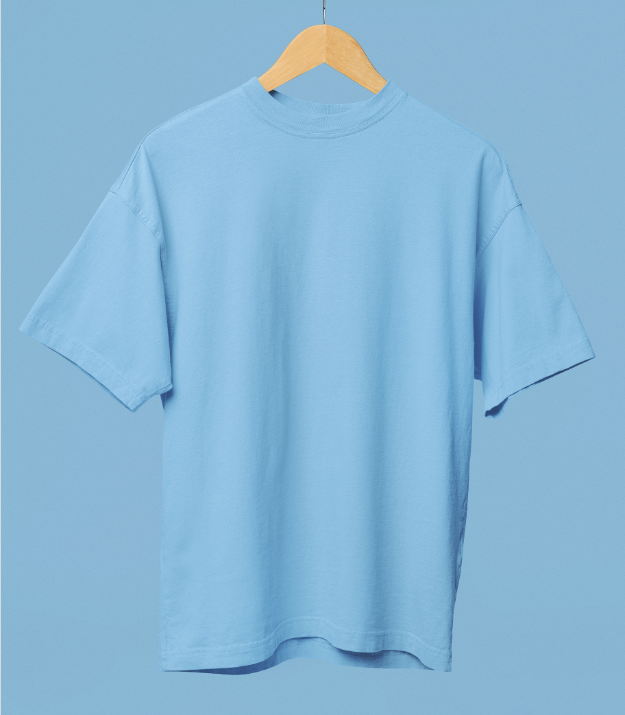 Sky Blue Classic Casuals Plain Oversized T-shirt
