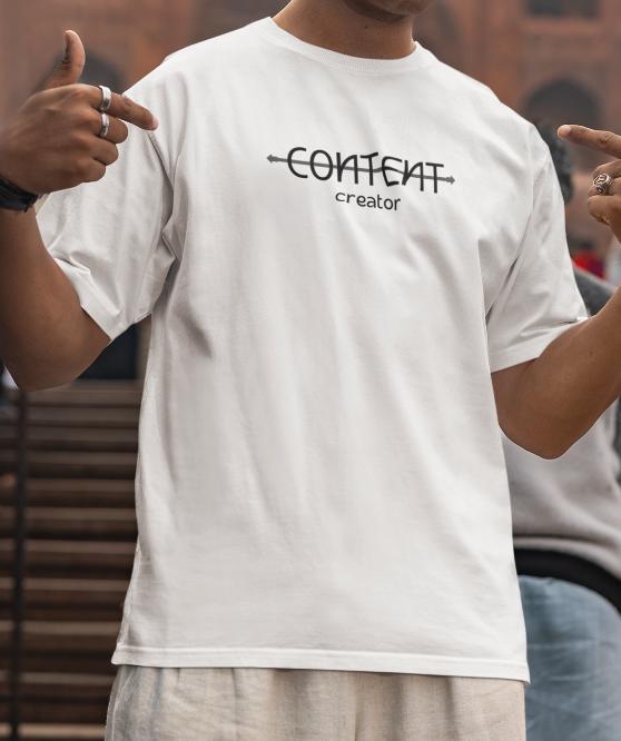 Content Creator Typography Printed Oversized T-shirt