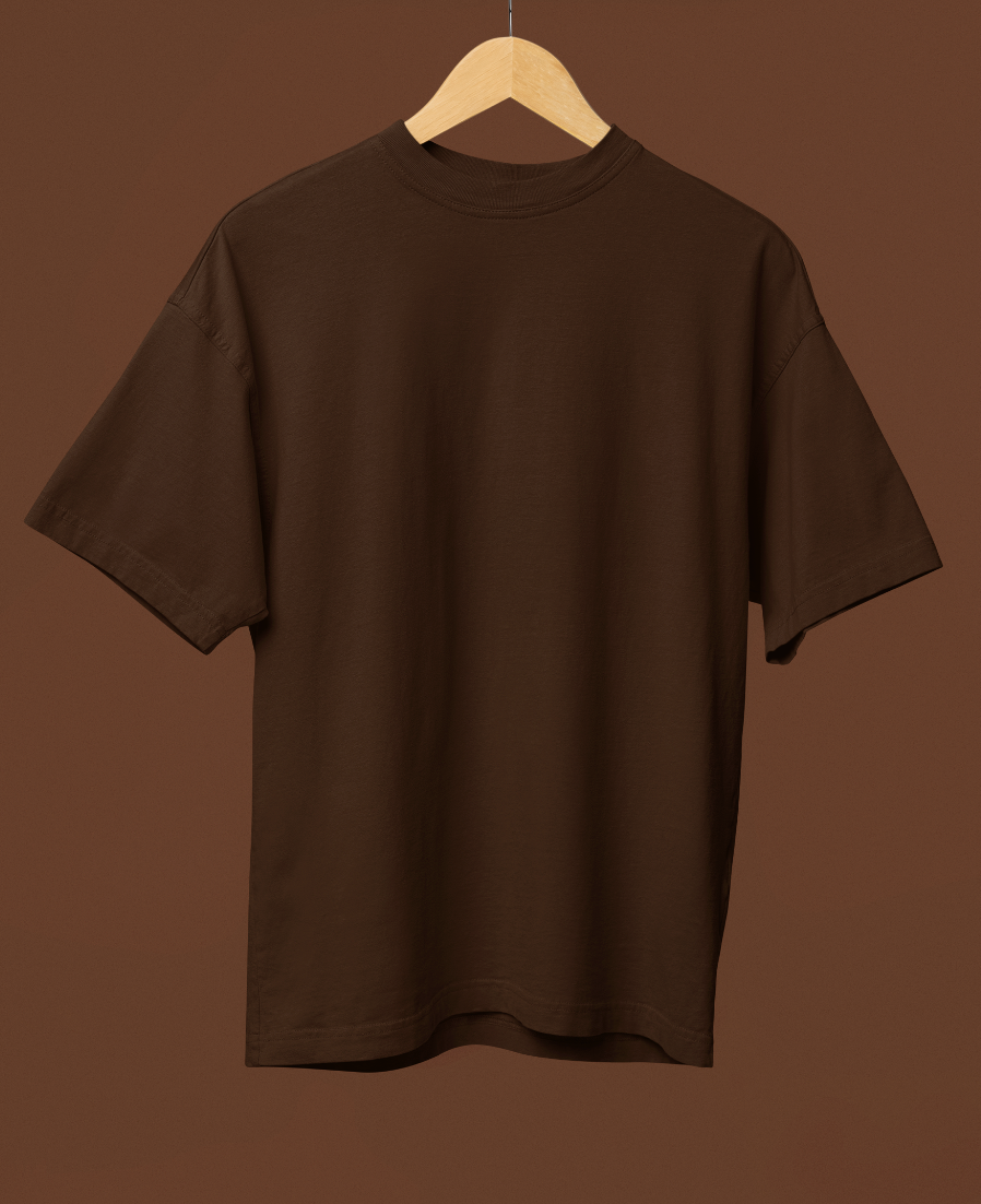 Dark Brown Solid Oversized T-shirt
