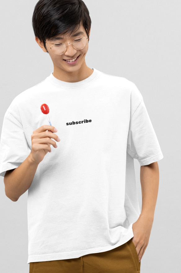 SUBSCRIBE Typography Printed Oversized T-shirt