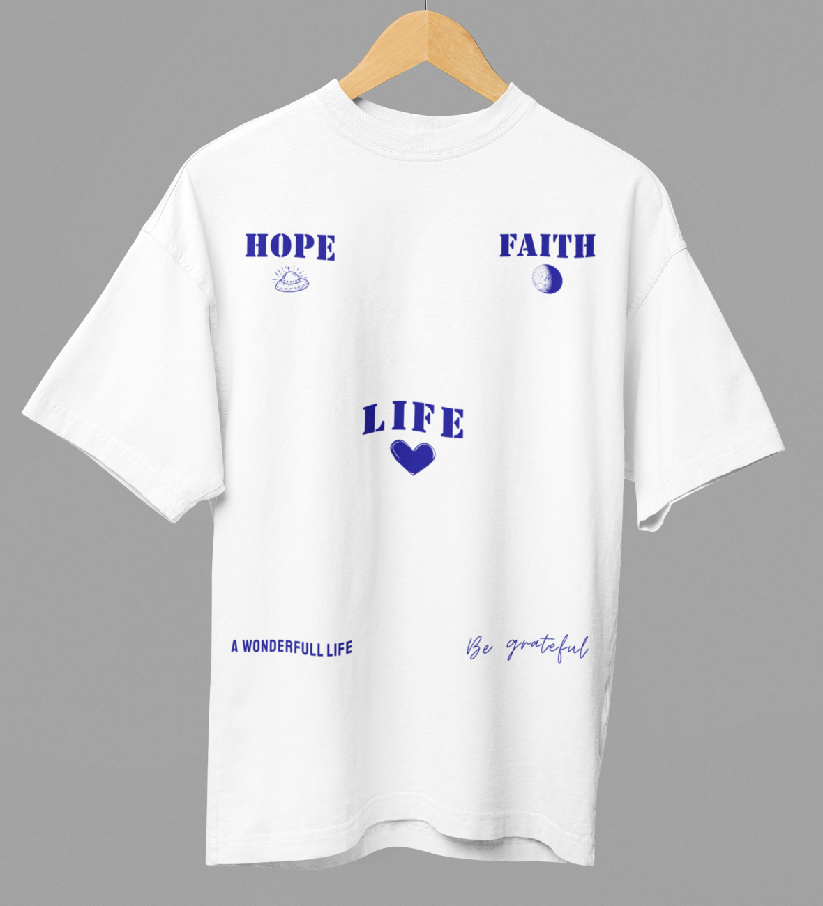 Wonderful Life Premium Typography Printed Oversized T-shirt