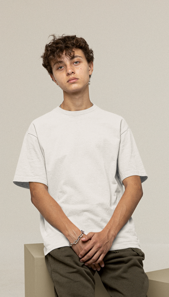 White Classic Plain Solid Oversized T-shirt