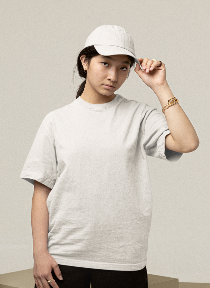 White Classic Plain Solid Oversized T-shirt