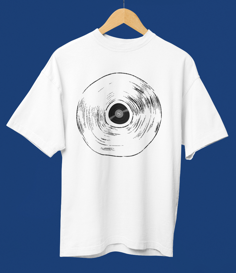 Vintage Musical Disc Oversized Printed T-shirt