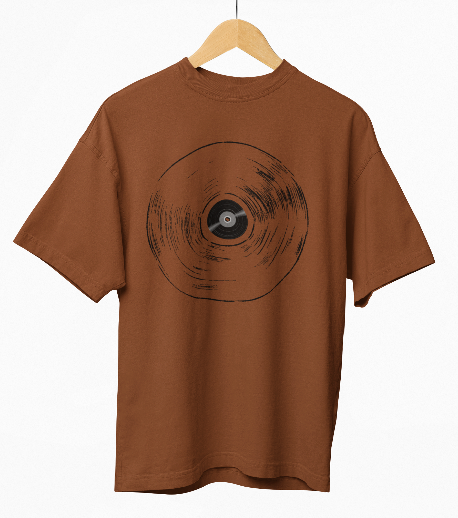 Vintage Musical Disc Oversized Printed T-shirt
