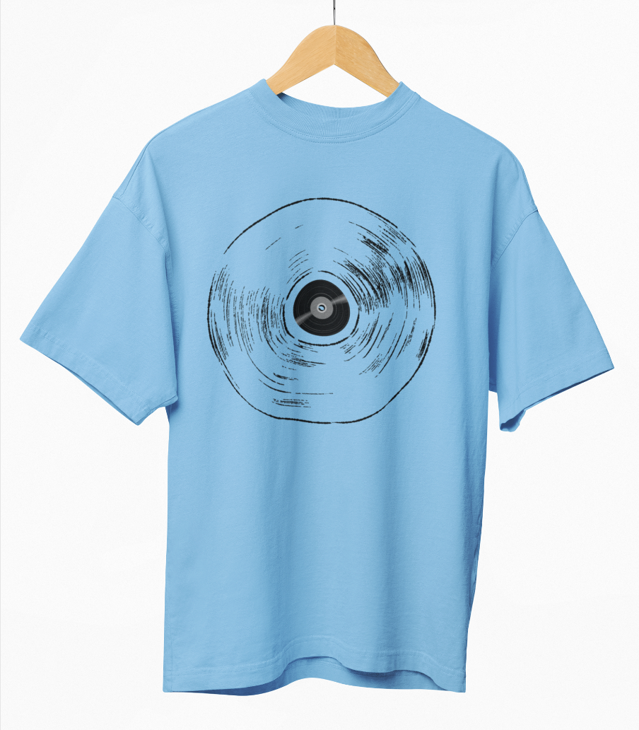 Vintage Musical Disc Oversized Printed T-shirt