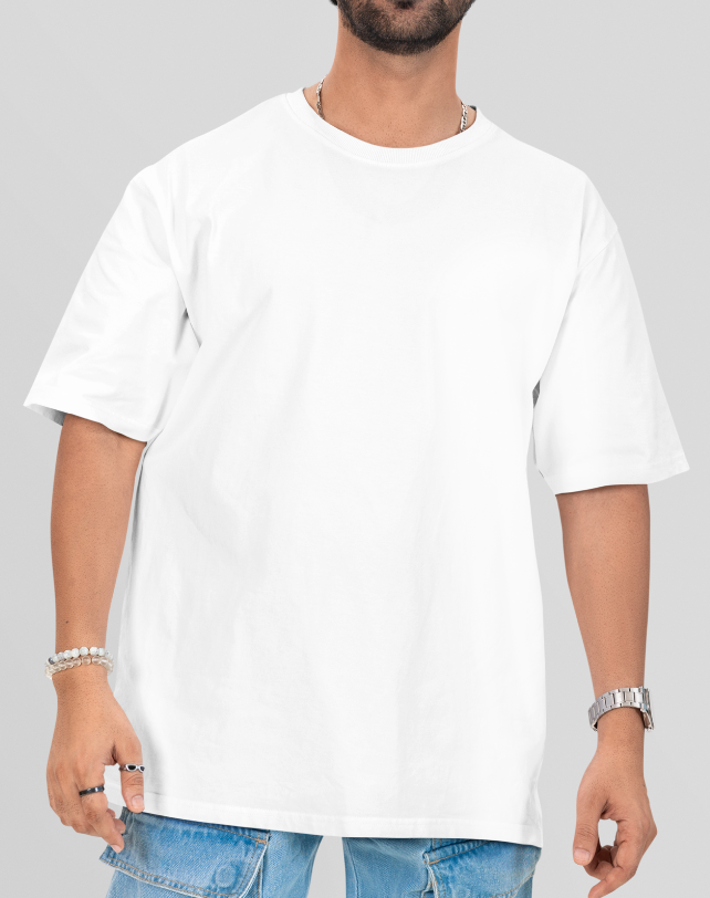White Classic Solid Plain Oversized T-shirt