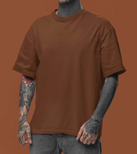 Brown Classic Casuals Plain Solid Oversized T-shirt