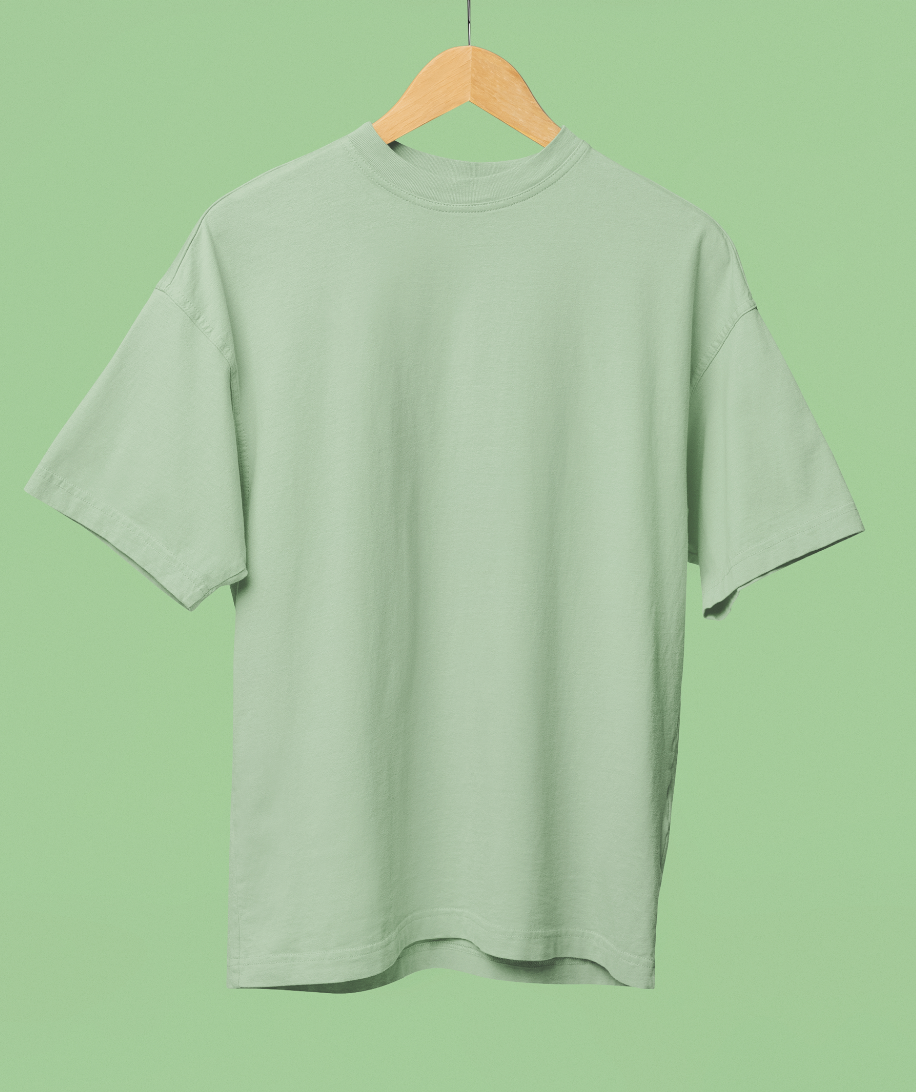 Pistachio Green Classic Casuals Plain Solid Oversized T-shirt
