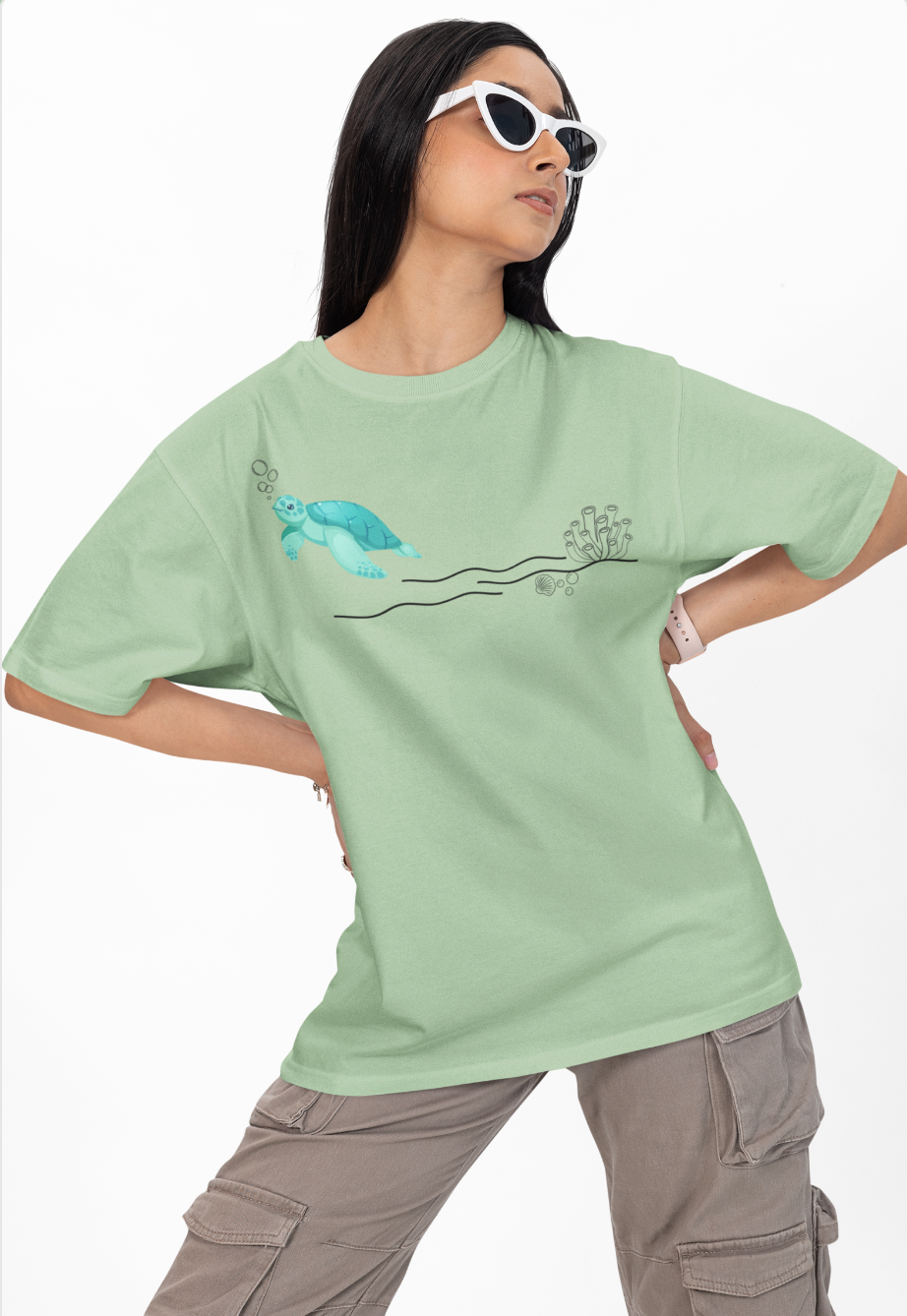 Deep Sea Life Printed Oversized T-shirt
