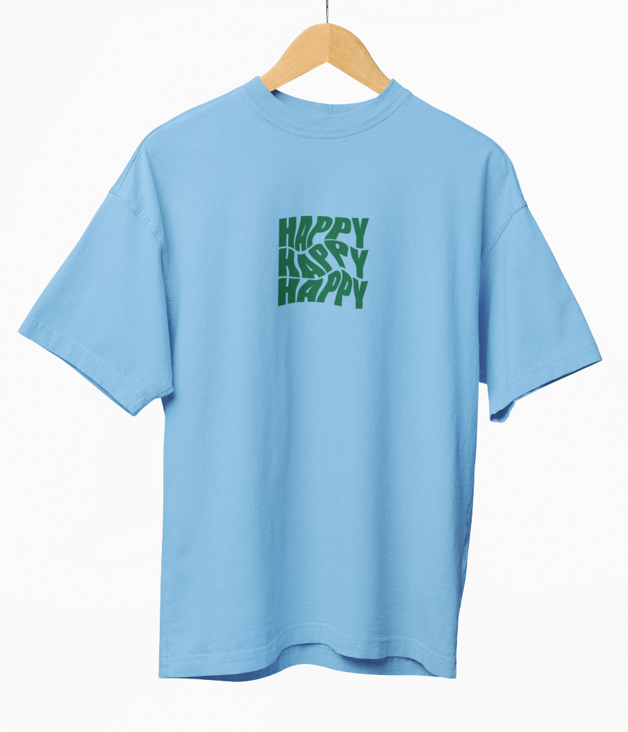Happy Typography Oversized T-shirt