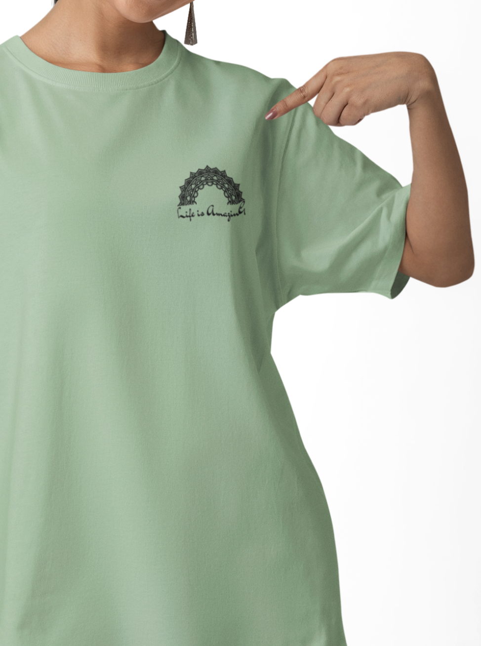 LIfe IS Amazing Printed Oversize T-Shirt