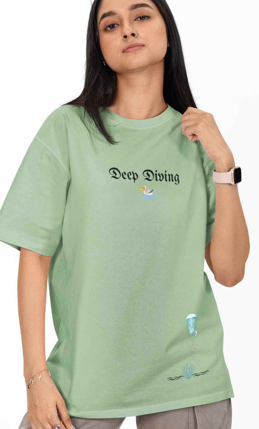 Deep Diving Premium Oversized Printed T-shirt