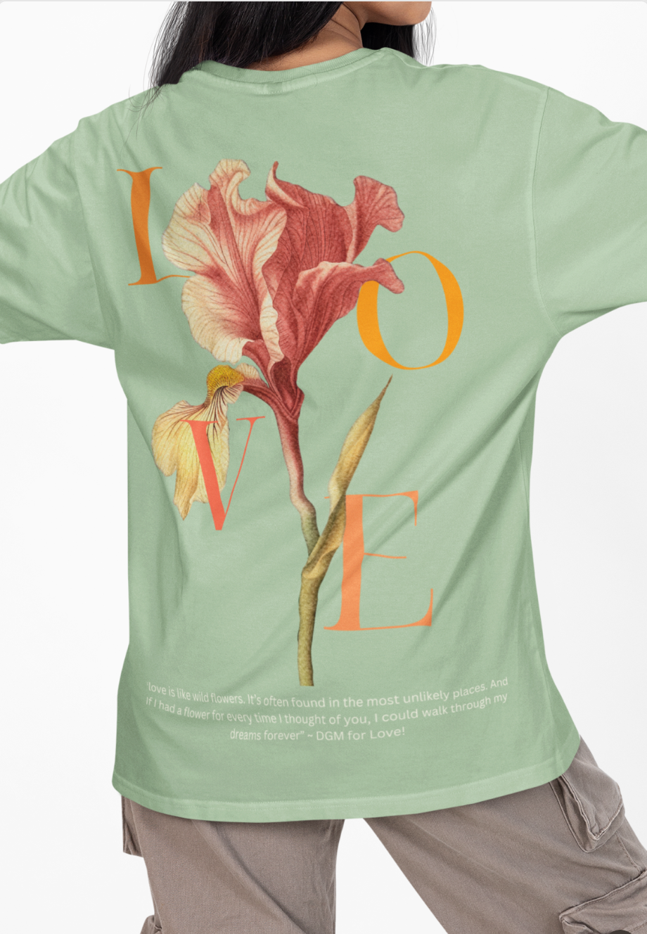Love Flower Oversized Printed T-shirts