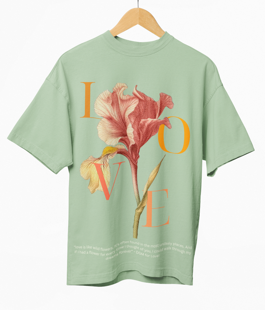 Love Flower Oversized Printed T-shirts