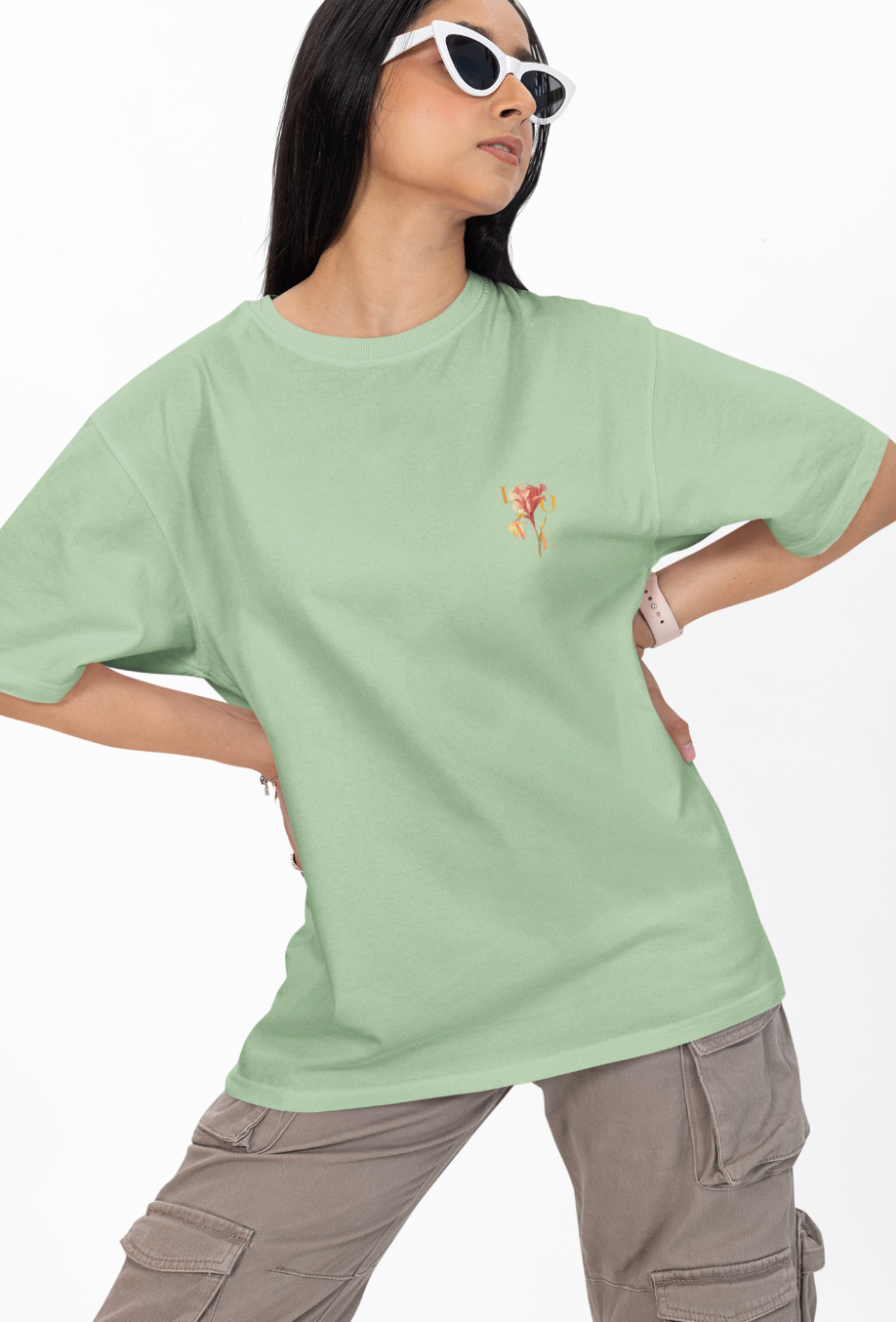 Love Flower Oversized Printed T-shirts