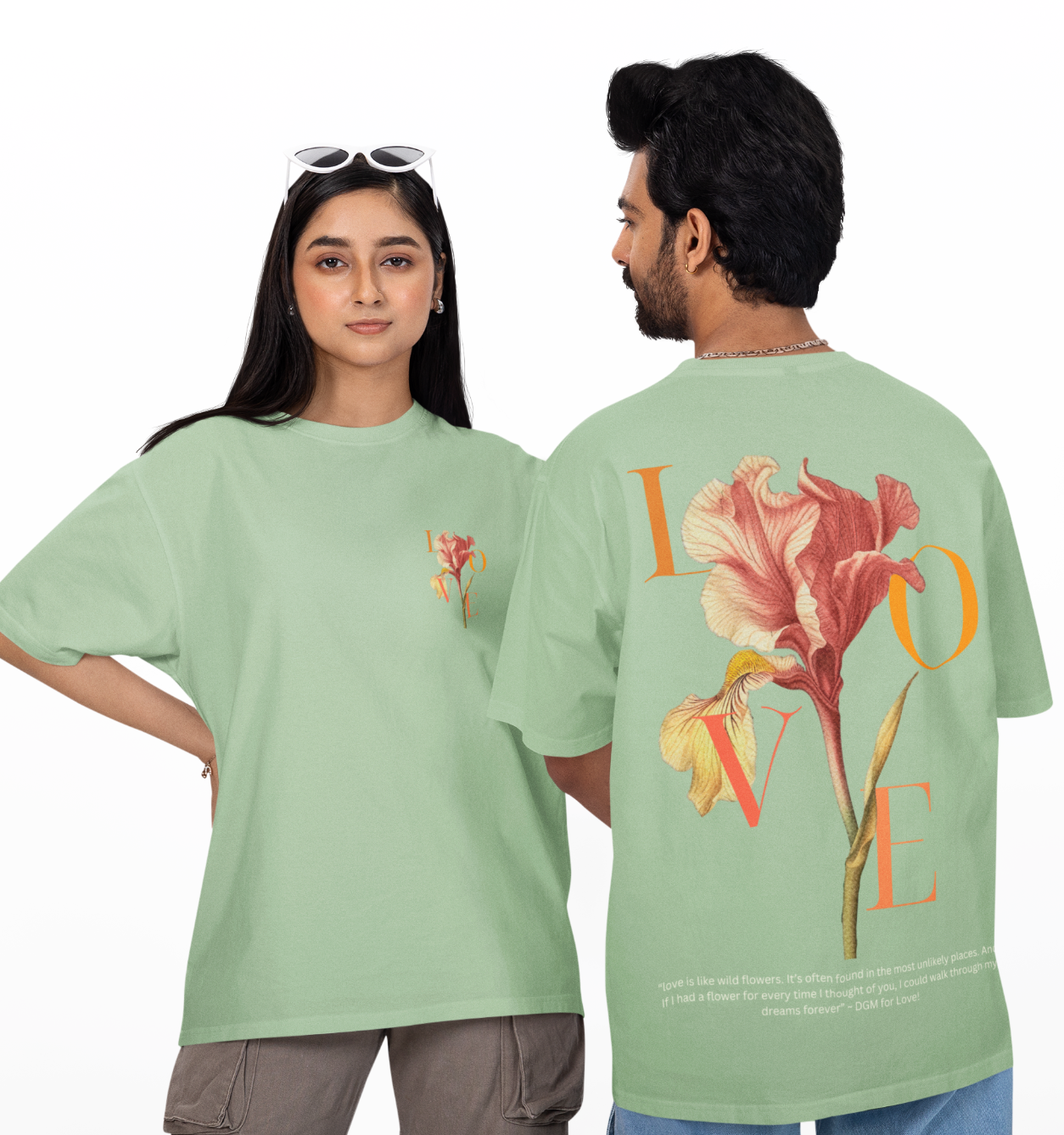 Love Flower Oversized Printed T-shirts