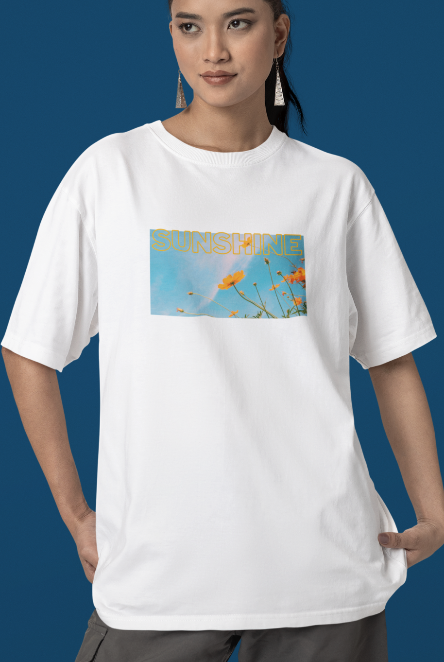 SunFlower Sunshine Oversized Graphic Printed T-shirt
