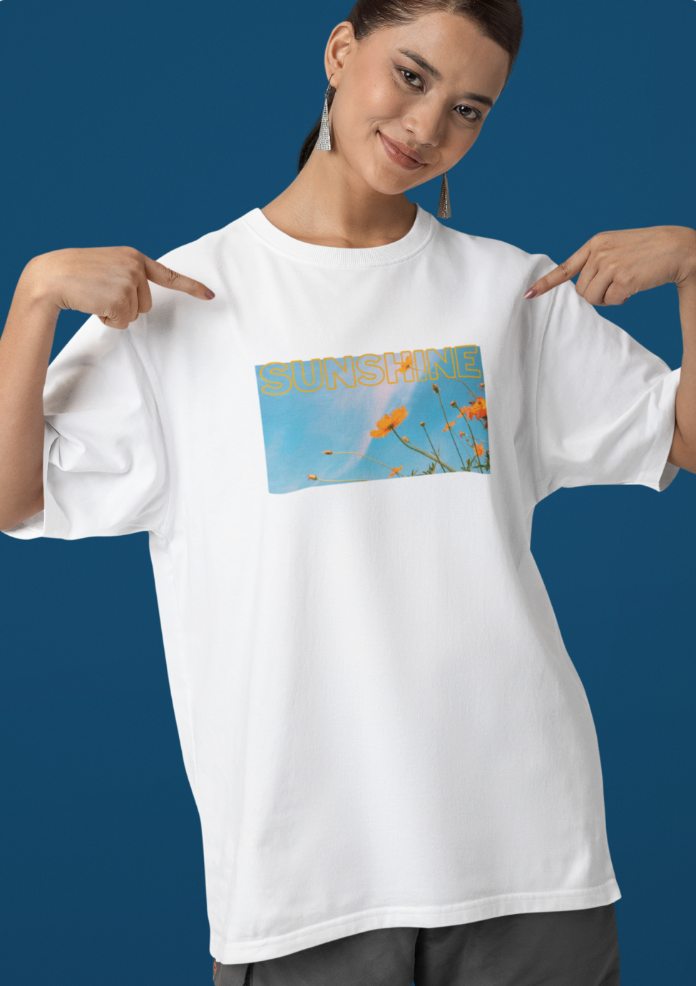 SunFlower Sunshine Oversized Graphic Printed T-shirt