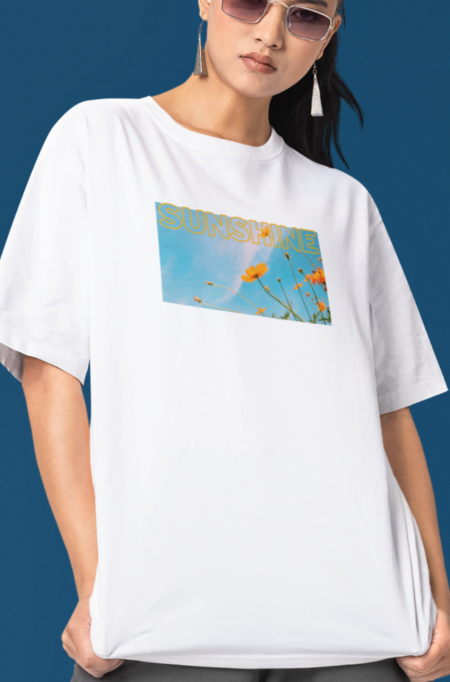 SunFlower Sunshine Oversized Graphic Printed T-shirt