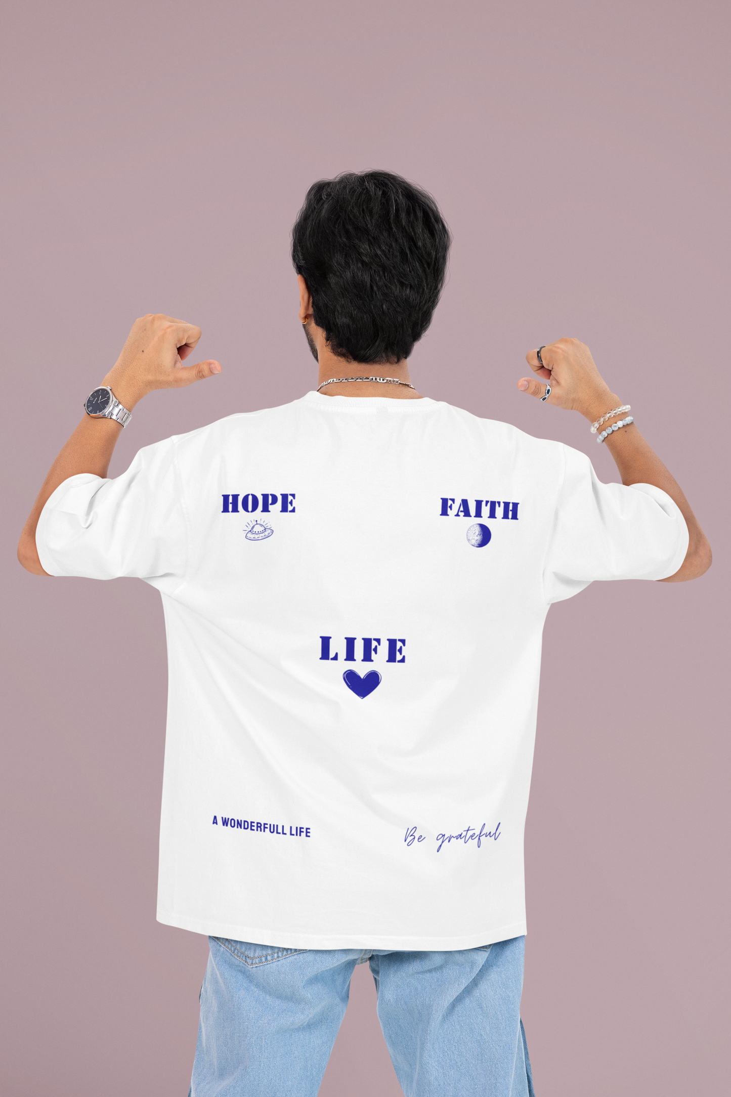 Wonderful Life Premium Typography Printed Oversized T-shirt