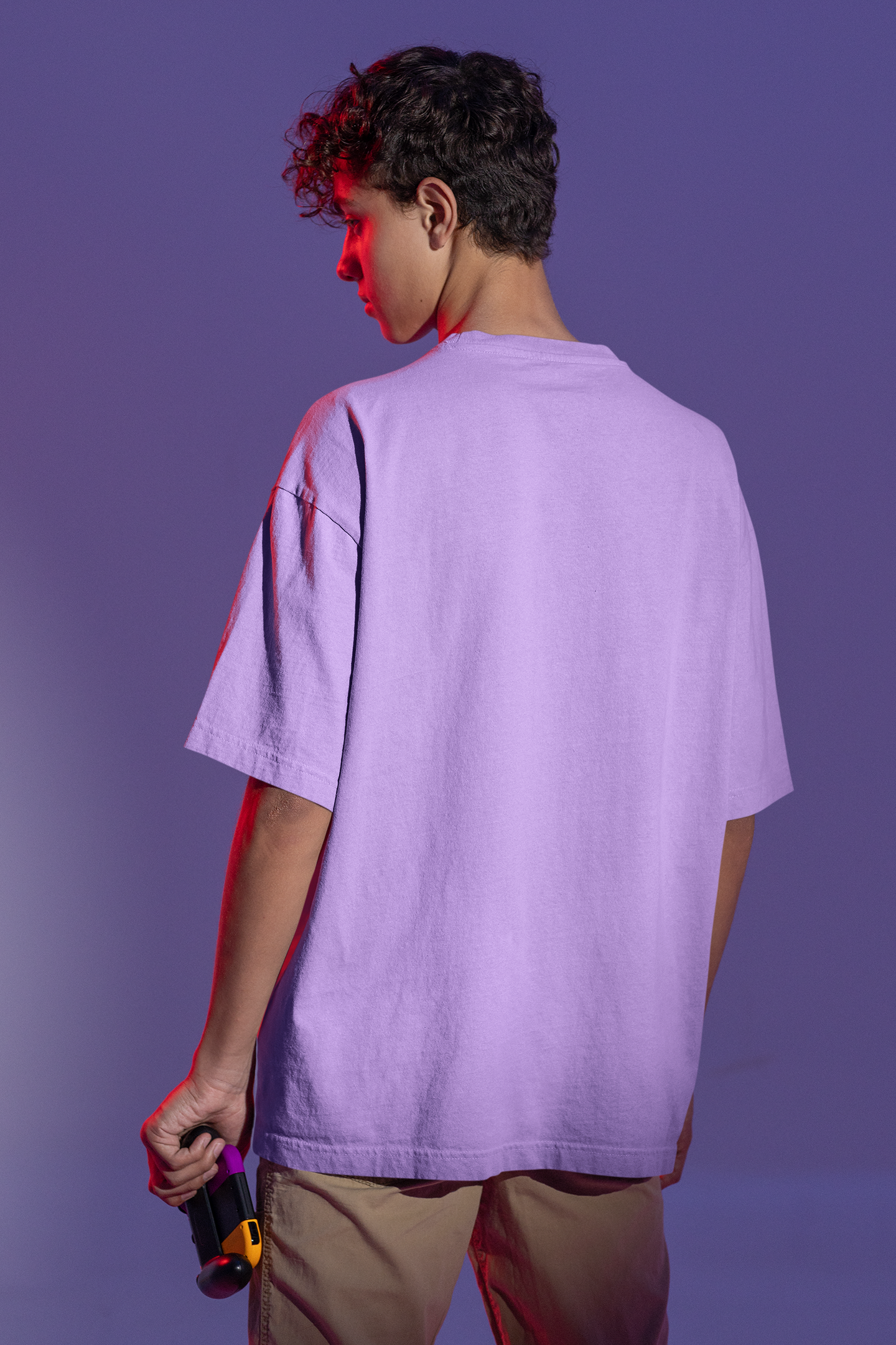 Lavender Solid Basic Oversized T-shirt