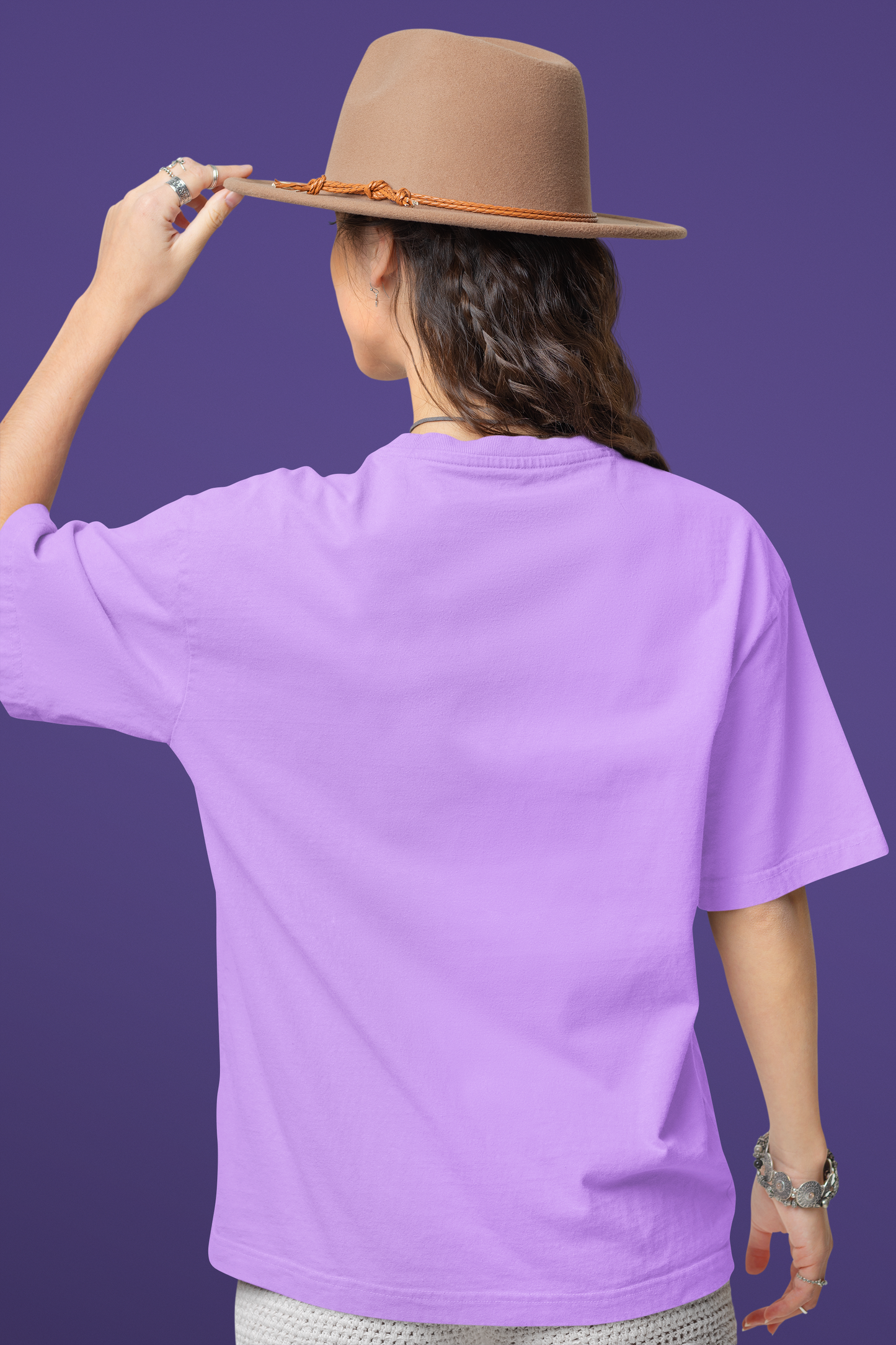 Lavender Solid Basic Oversized T-shirt