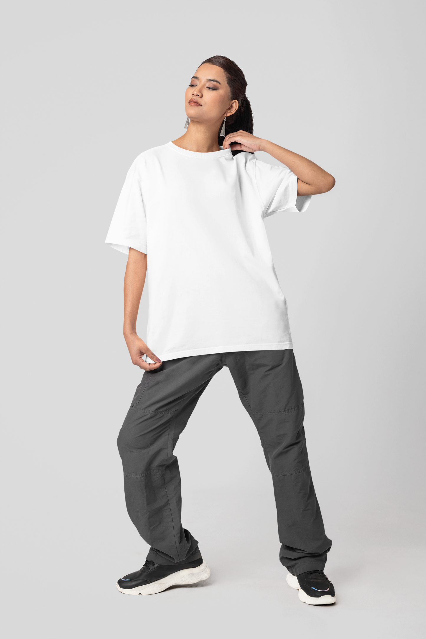White Classic Solid Plain Oversized T-shirt