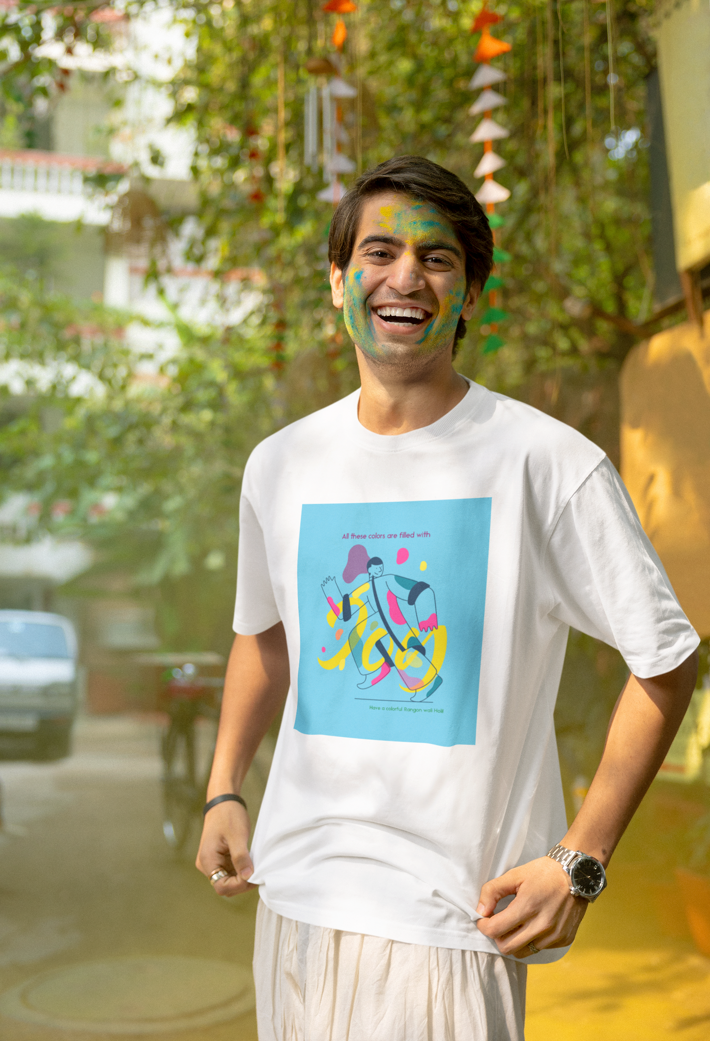 Holi Graphic Printed Oversized T-shirt Unisex