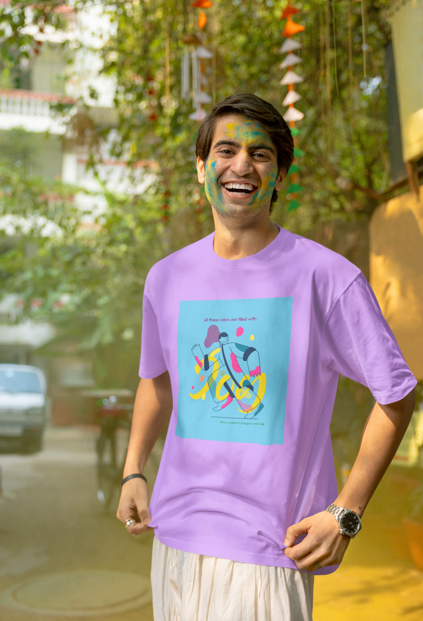 Holi Graphic Printed Oversized T-shirt Unisex