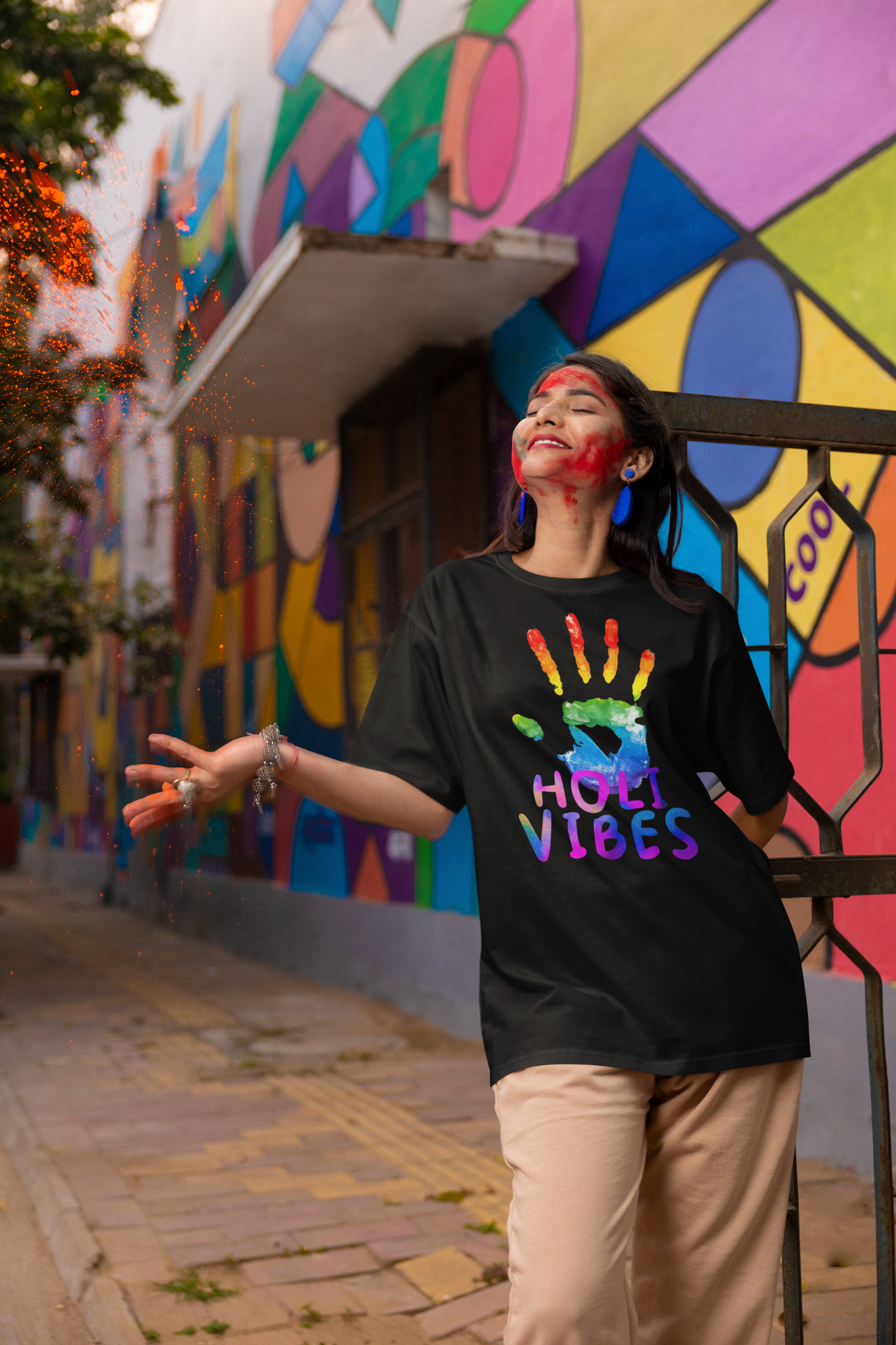 Holi Printed Oversized T-shirt Unisex