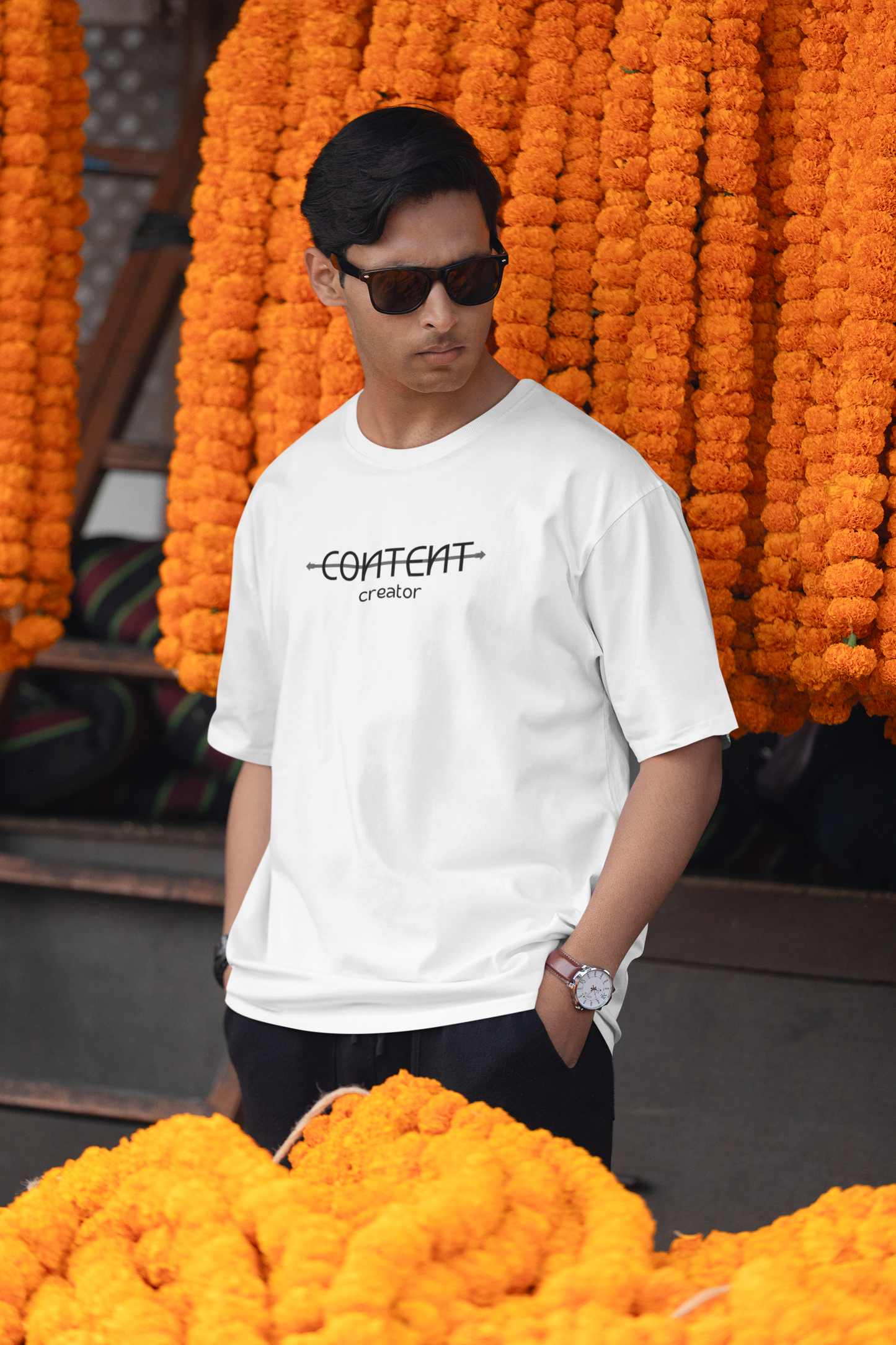 Content Creator Typography Printed Oversized T-shirt