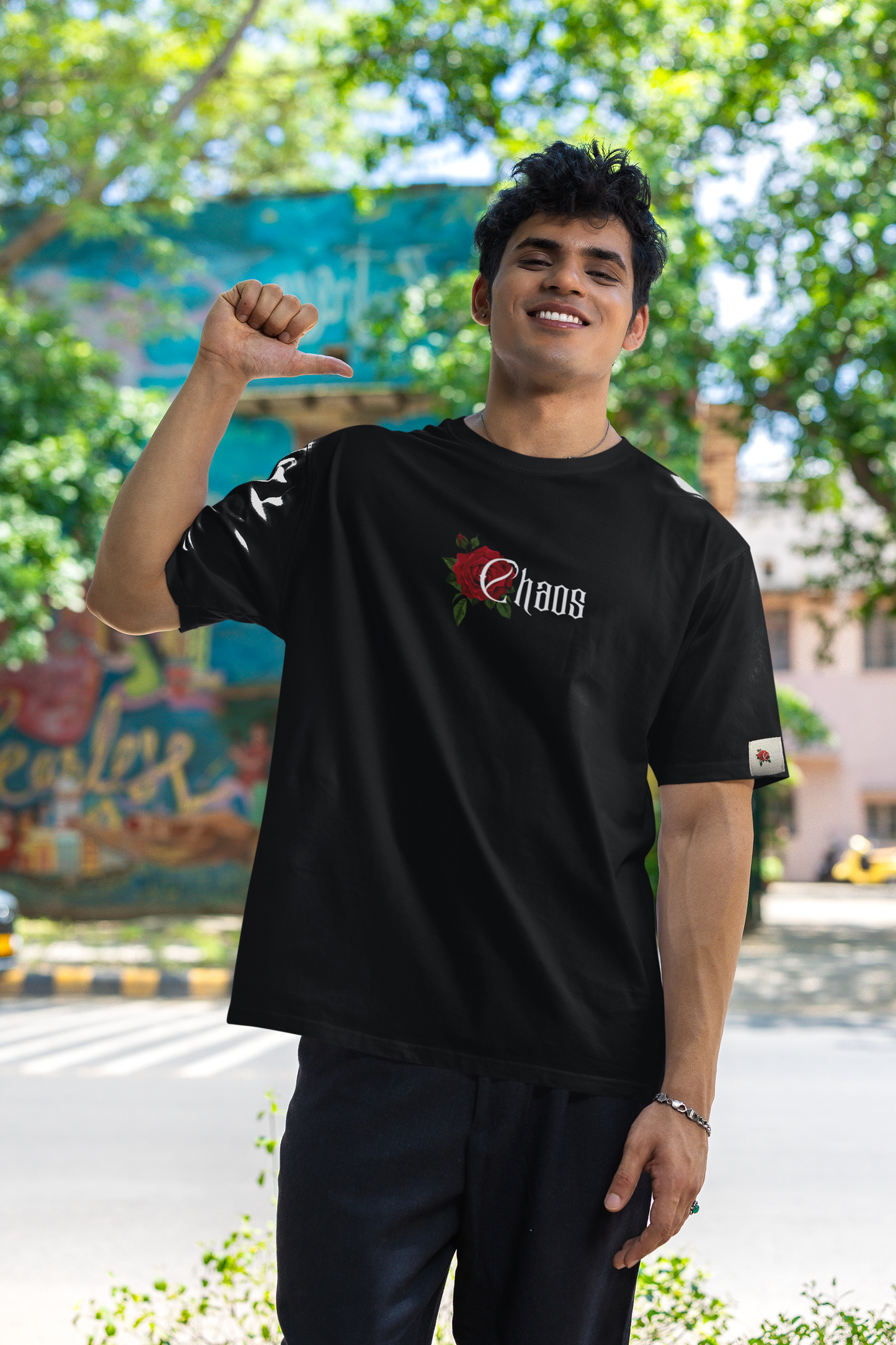 CHAOS Graphic Printed Oversized T-Shirt