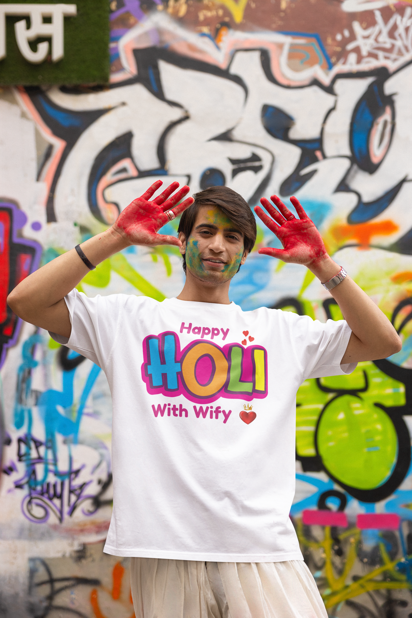 Couple Holi Festival Oversized T-shirt Combo Pack of 2