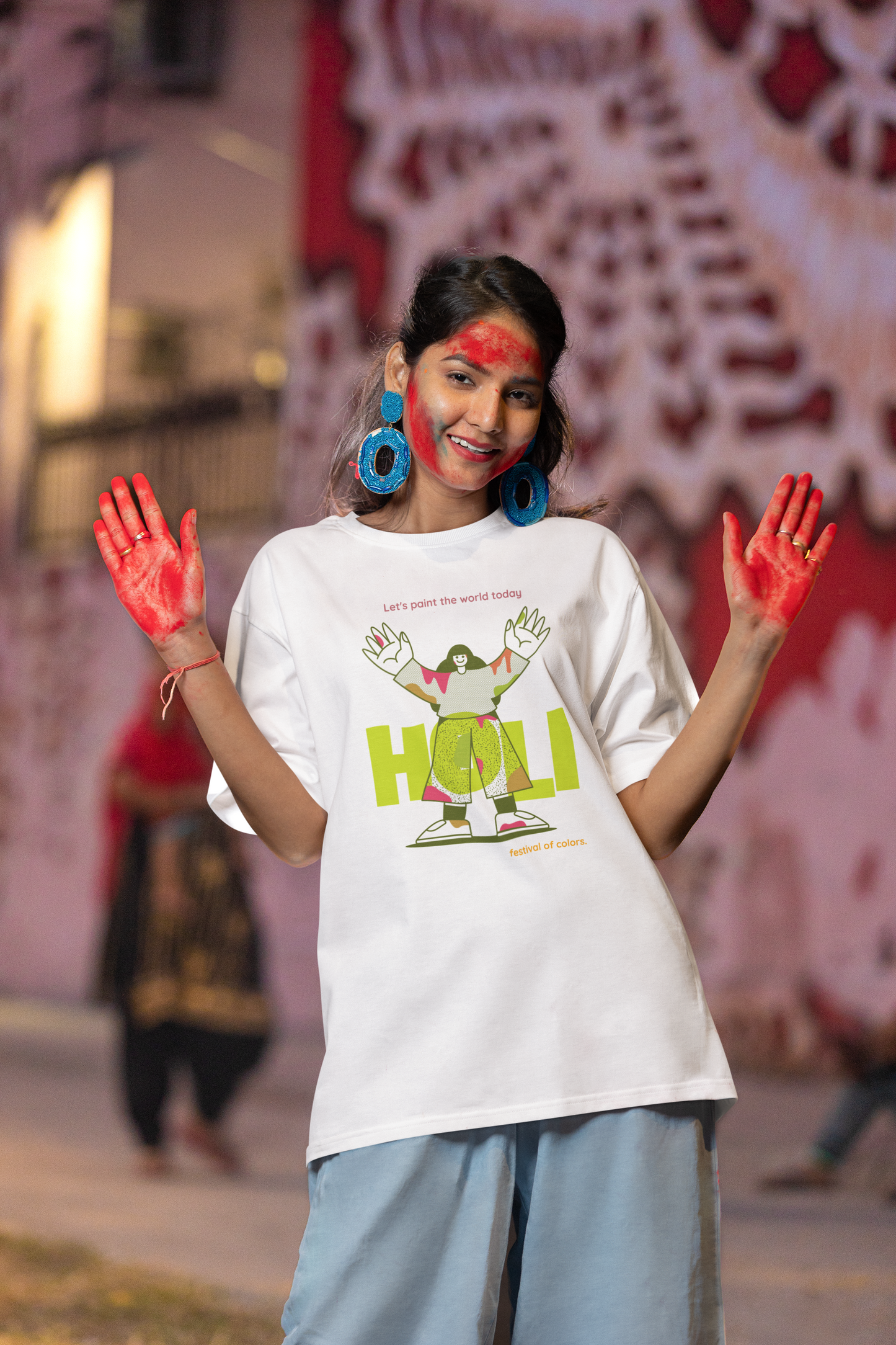Holi Graphic Printed Oversized T-shirt
