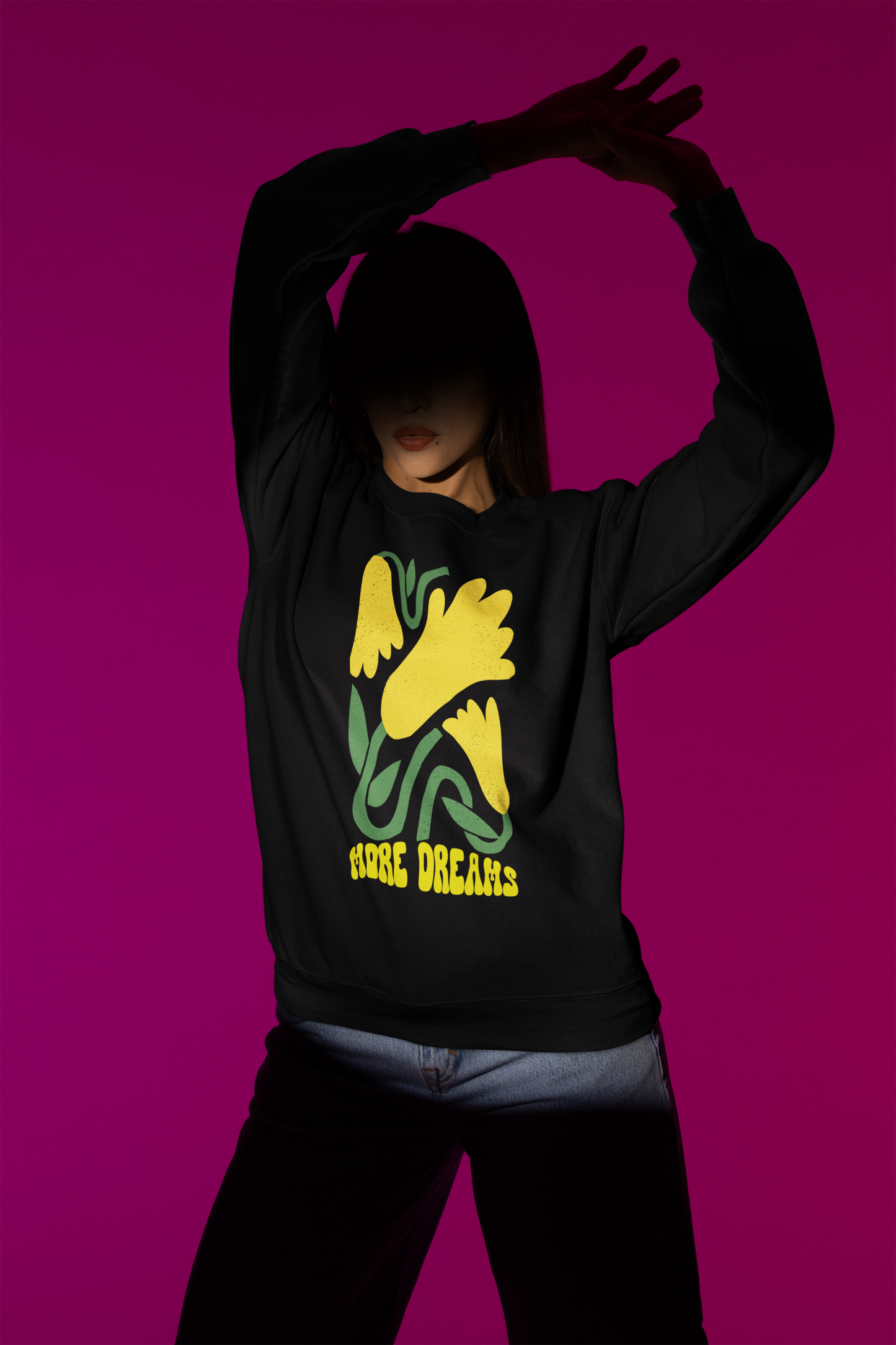 Black Graphic Printed Sweatshirt Woman
