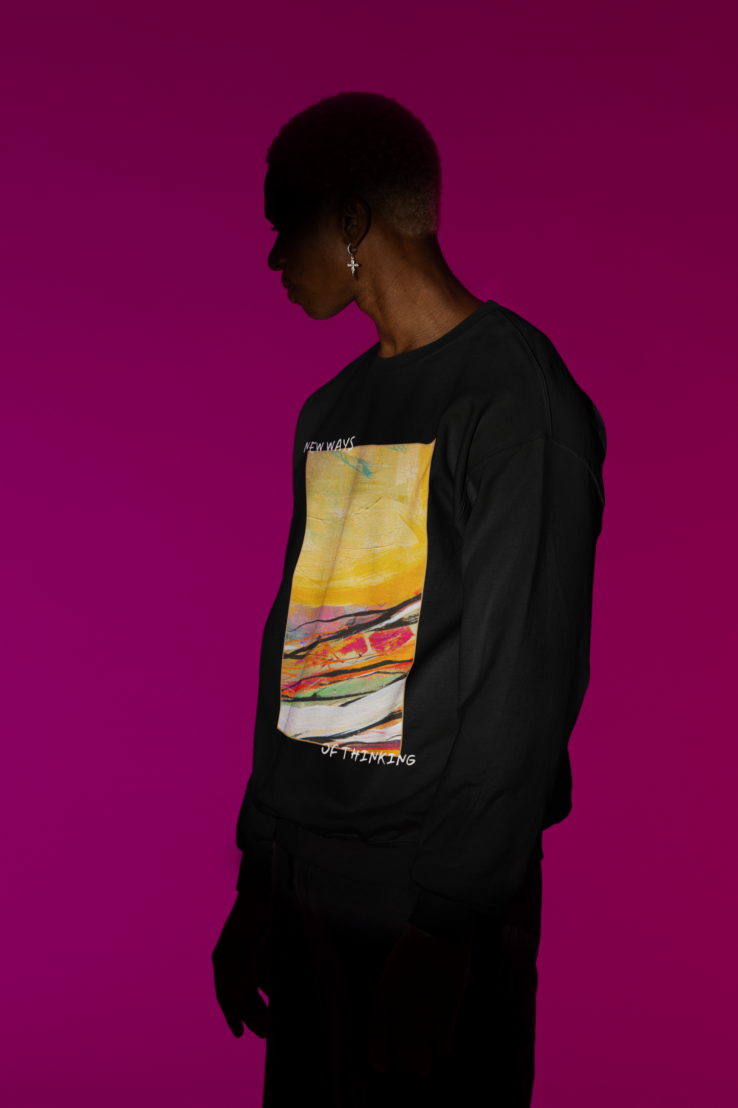 Black Graphic Printed Sweatshirt for Men