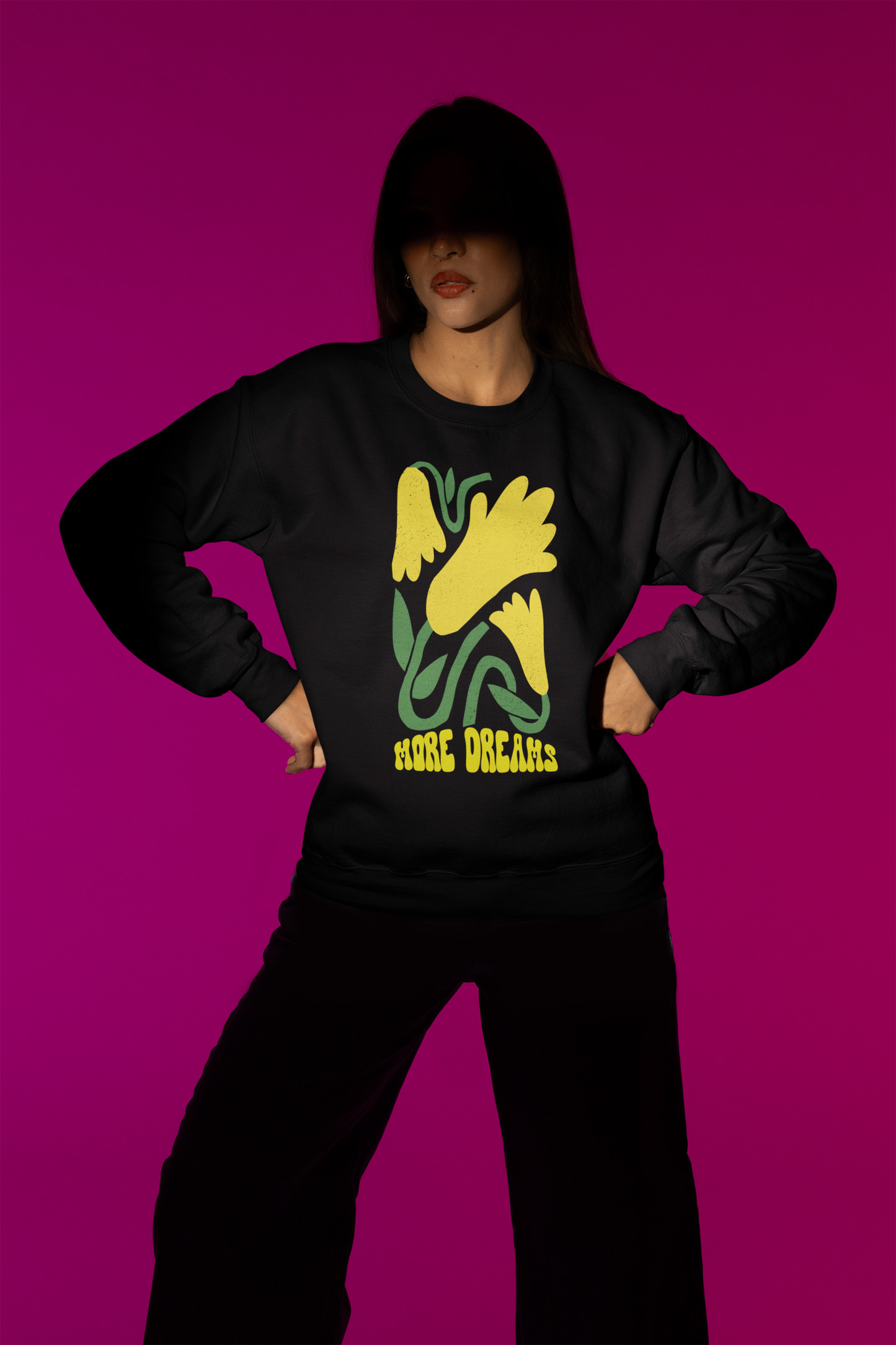 Black Graphic Printed Sweatshirt Woman