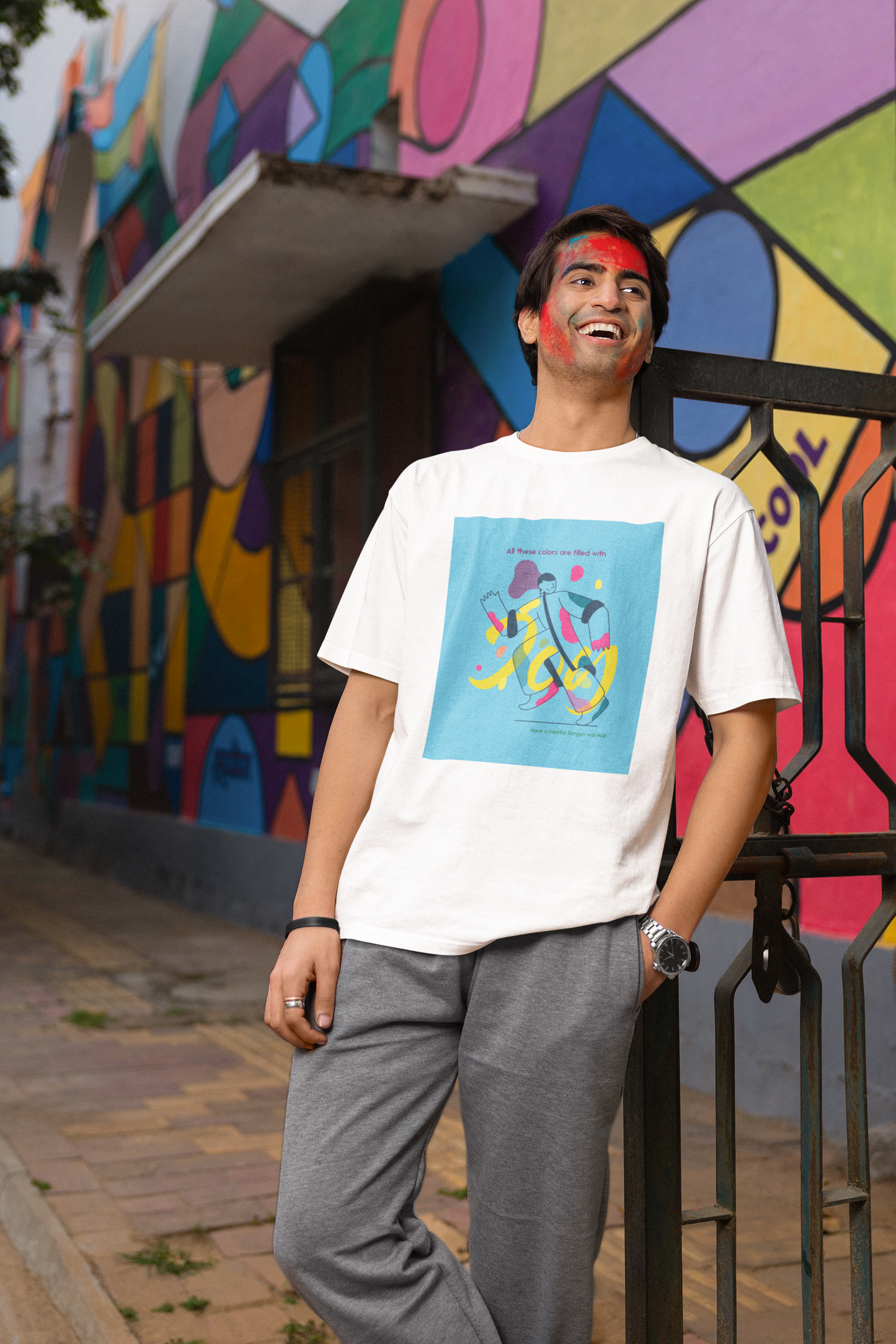 Holi Graphic Printed Oversized T-shirt Unisex