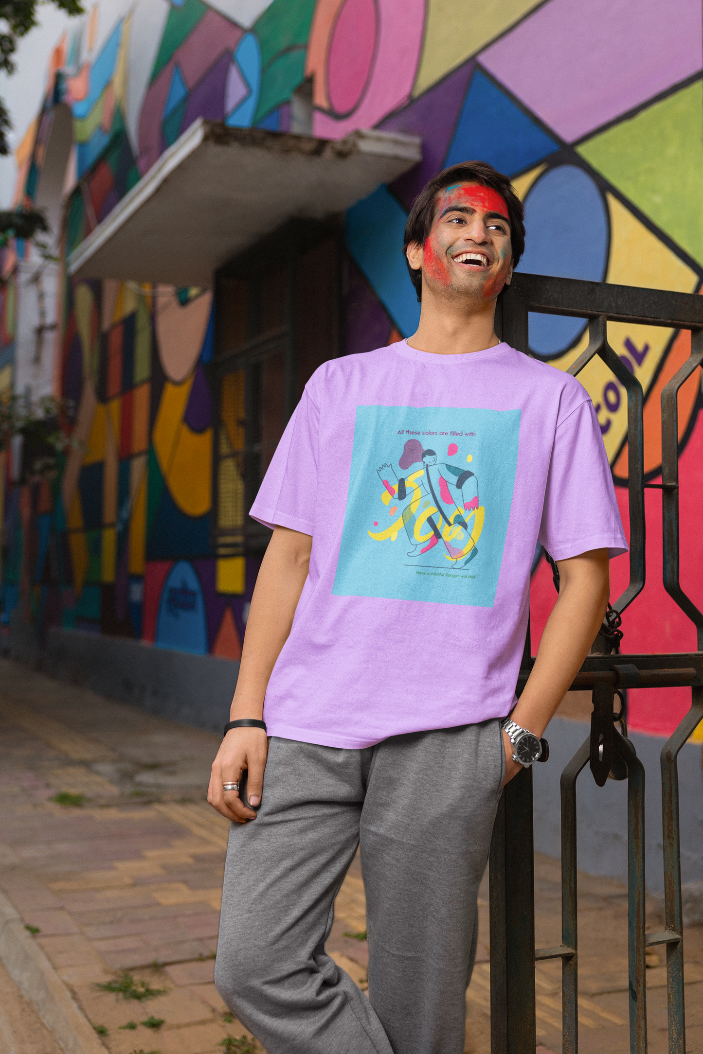 Holi Graphic Printed Oversized T-shirt Unisex