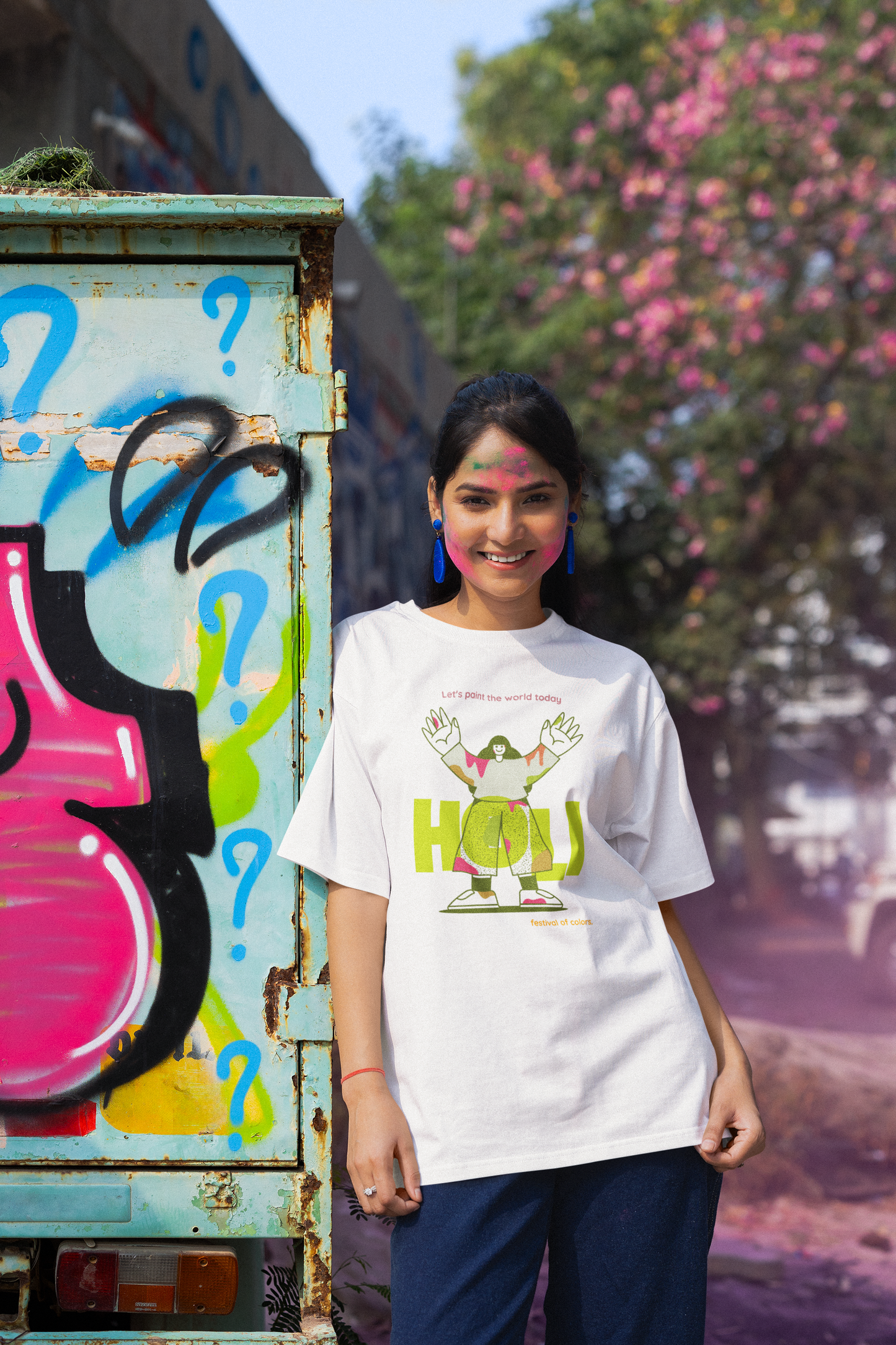 Holi Graphic Printed Oversized T-shirt