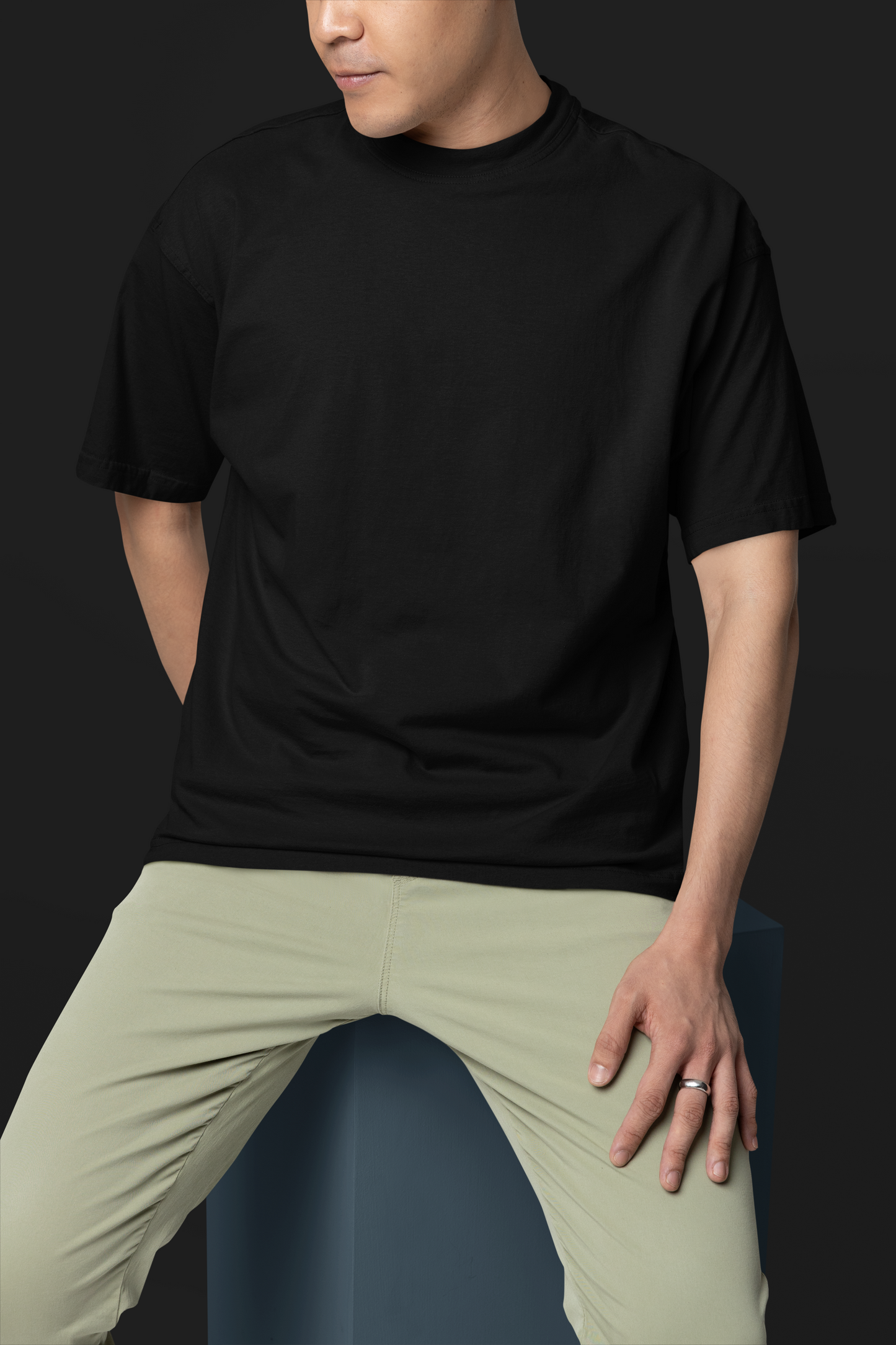 Black Classic Casuals Plain Solid Oversized T-shirt