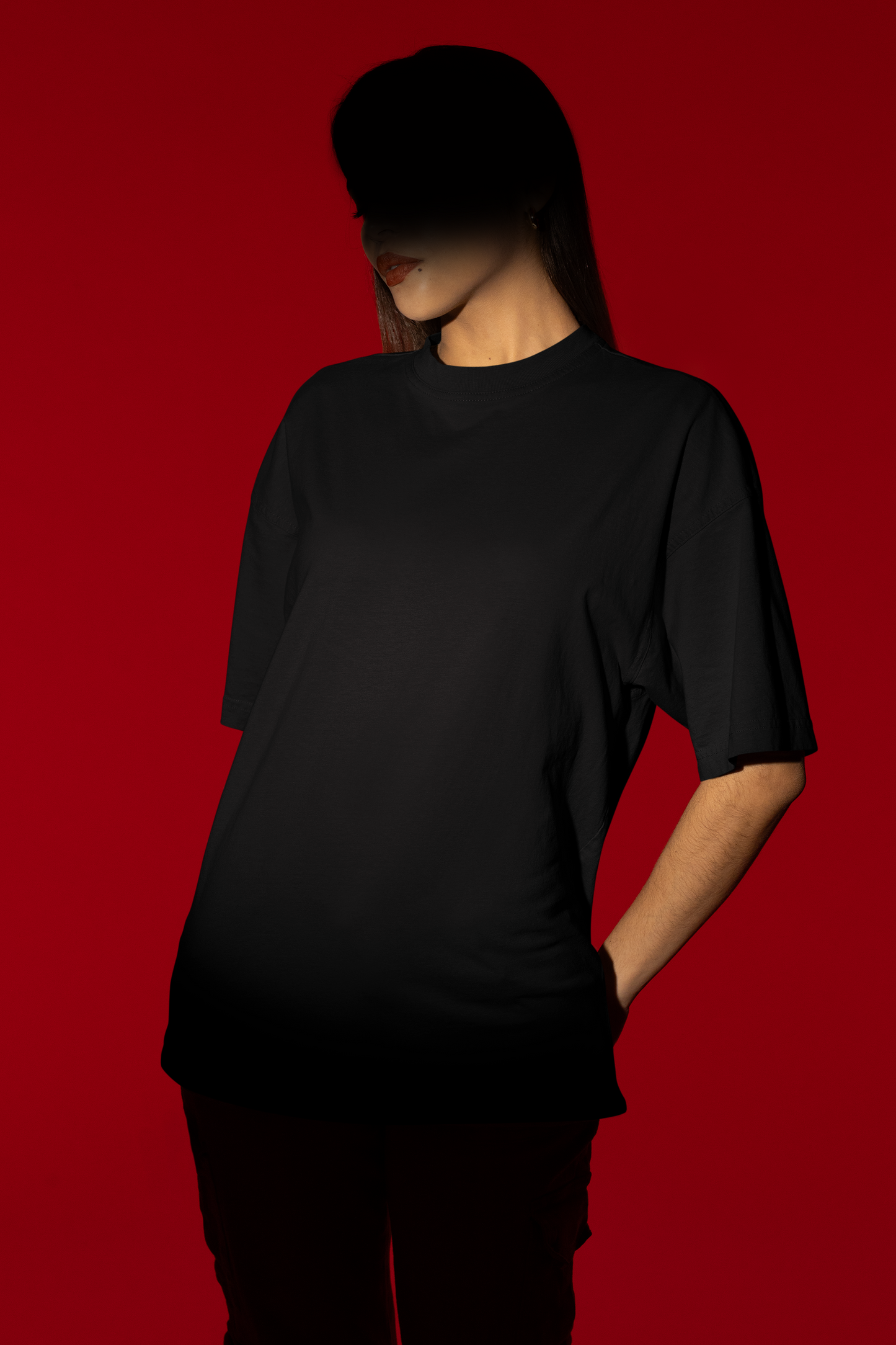 Black Solid Casual Oversized T-shirt