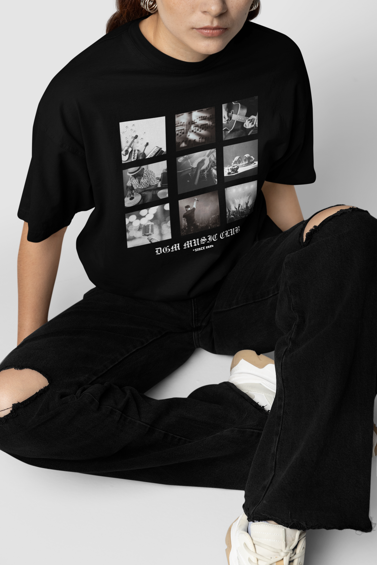 Music Club Graphic Printed Oversized T-shirt