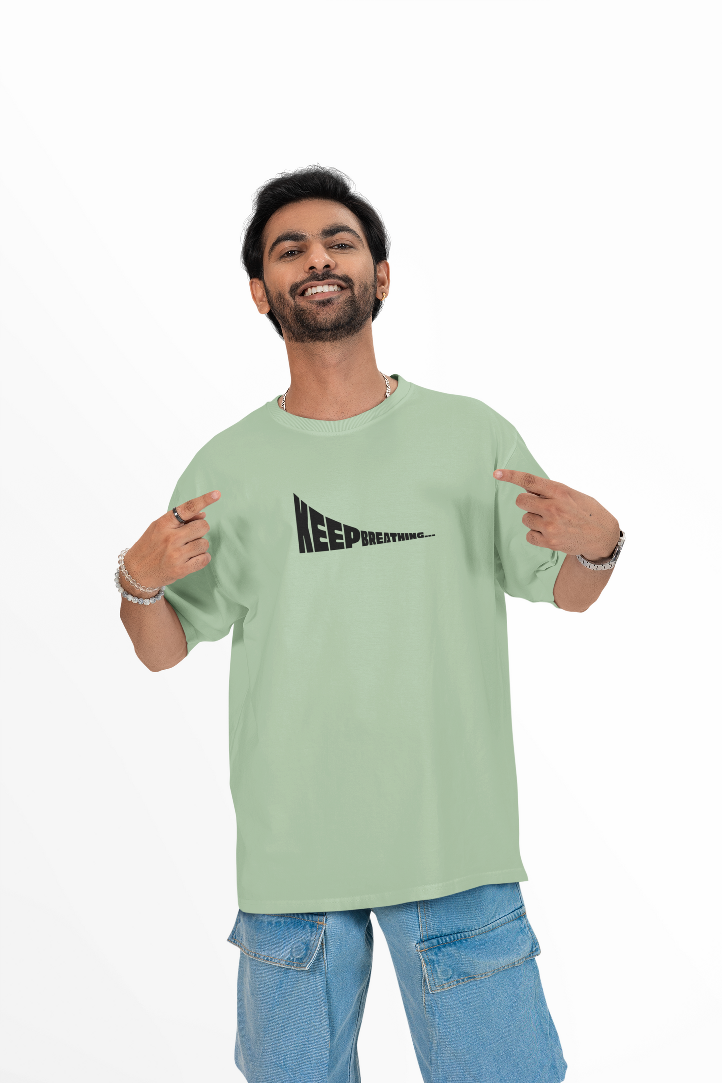 Keep Breathing Oversized Printed T-shirt